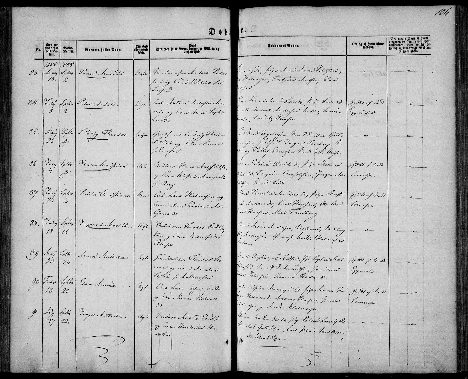 Larvik kirkebøker, AV/SAKO-A-352/F/Fa/L0003: Parish register (official) no. I 3, 1848-1856, p. 106