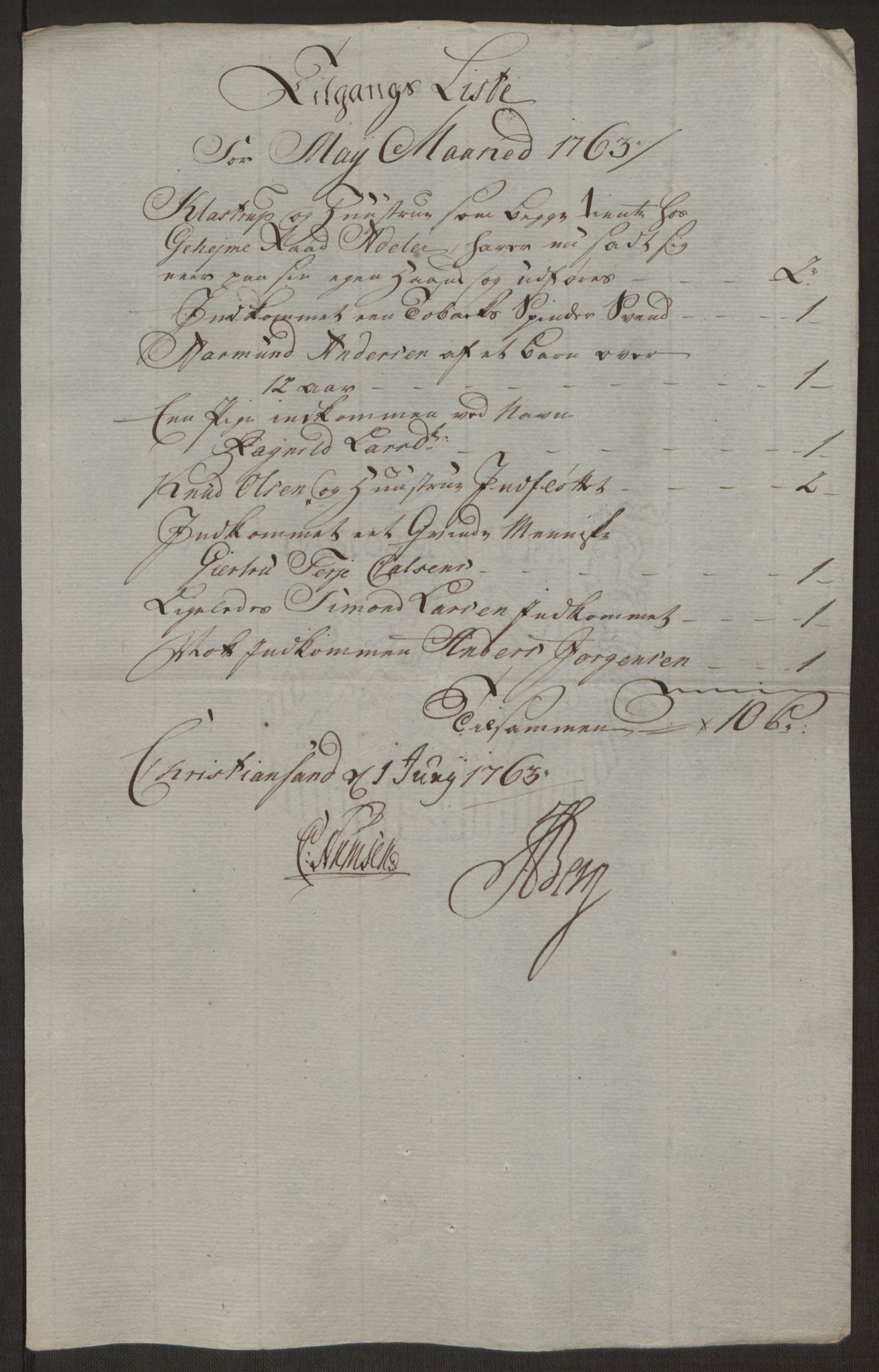 Rentekammeret inntil 1814, Reviderte regnskaper, Byregnskaper, AV/RA-EA-4066/R/Rm/L0265/0001: [M6] Kontribusjonsregnskap / Ekstraskatt, 1762-1764, p. 119