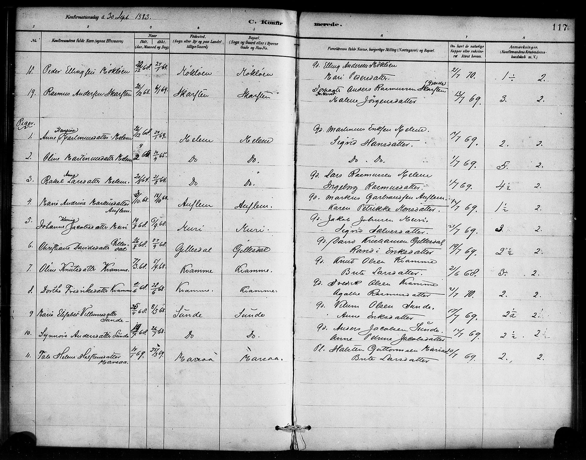 Innvik sokneprestembete, SAB/A-80501: Parish register (official) no. C 1, 1879-1900, p. 117
