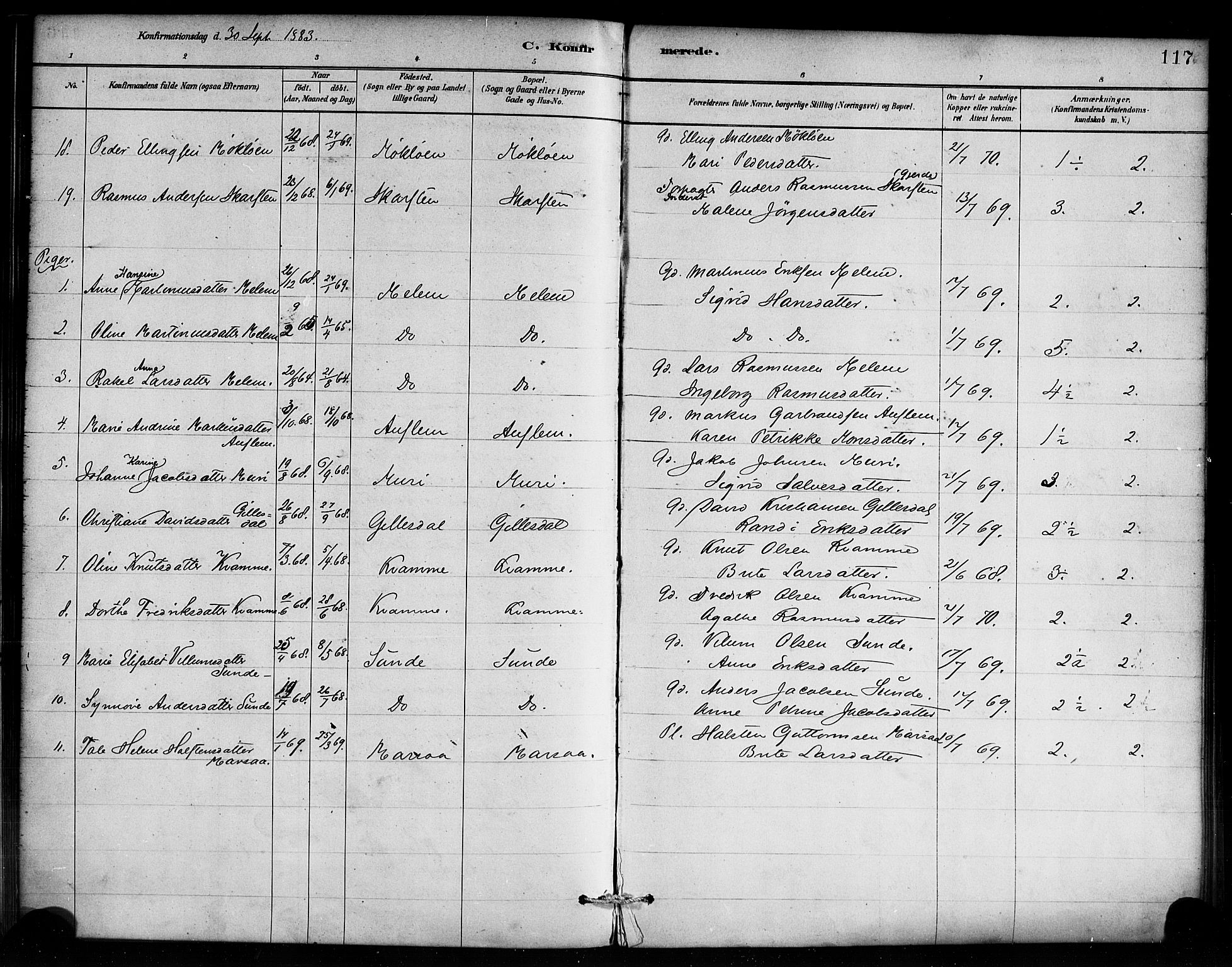 Innvik sokneprestembete, AV/SAB-A-80501: Parish register (official) no. C 1, 1879-1900, p. 117