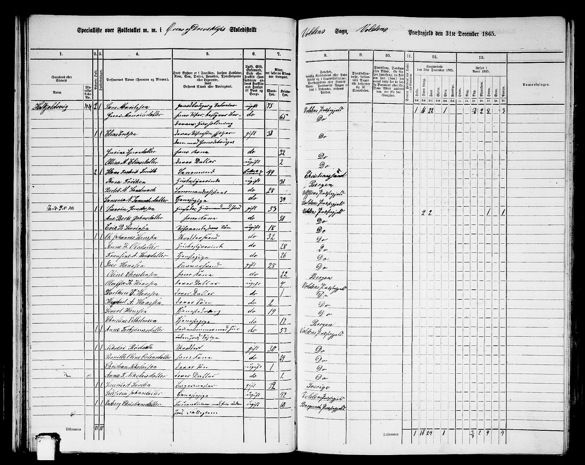 RA, 1865 census for Volda, 1865, p. 30