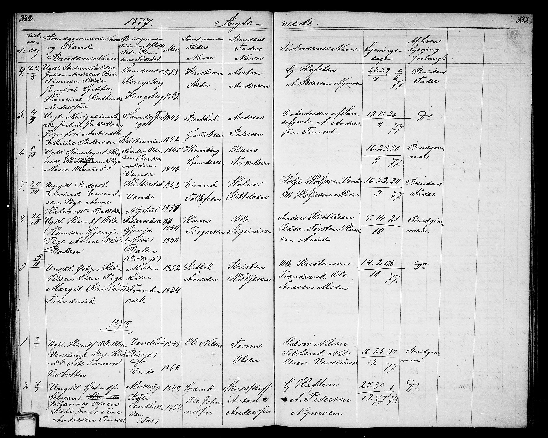 Gransherad kirkebøker, SAKO/A-267/G/Ga/L0002: Parish register (copy) no. I 2, 1854-1886, p. 332-333
