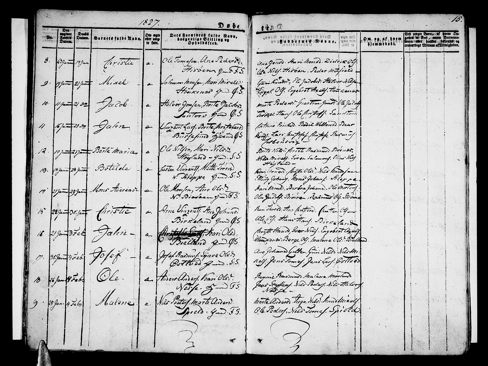 Sund sokneprestembete, AV/SAB-A-99930: Parish register (official) no. A 12, 1825-1835, p. 15