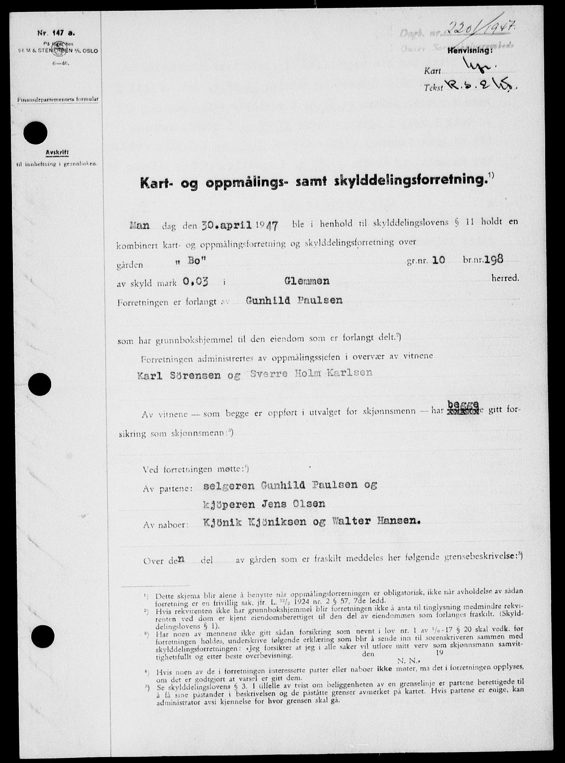 Onsøy sorenskriveri, AV/SAO-A-10474/G/Ga/Gab/L0021: Mortgage book no. II A-21, 1947-1947, Diary no: : 2201/1947