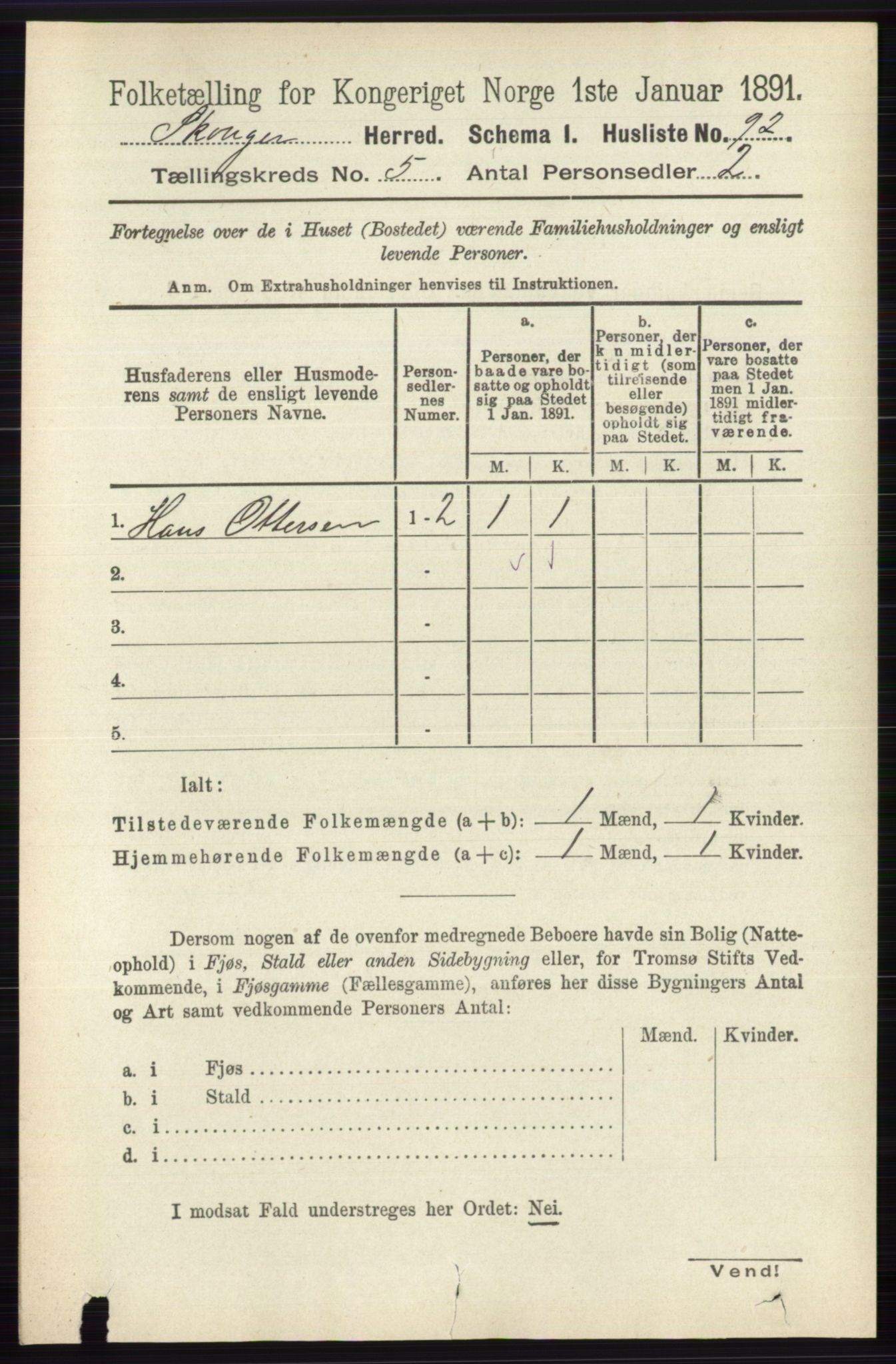 RA, 1891 census for 0712 Skoger, 1891, p. 3099