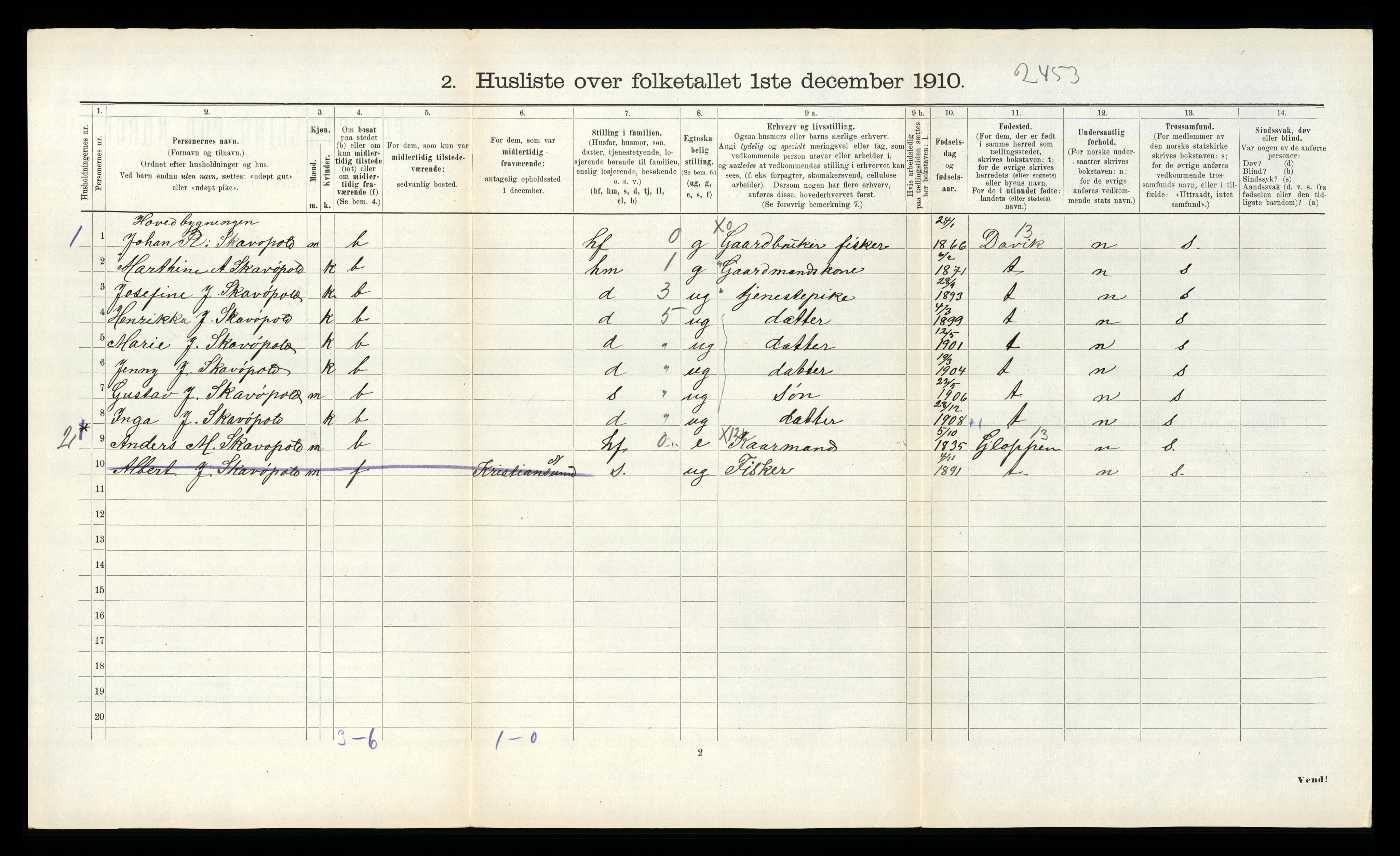 RA, 1910 census for Sør-Vågsøy, 1910, p. 123