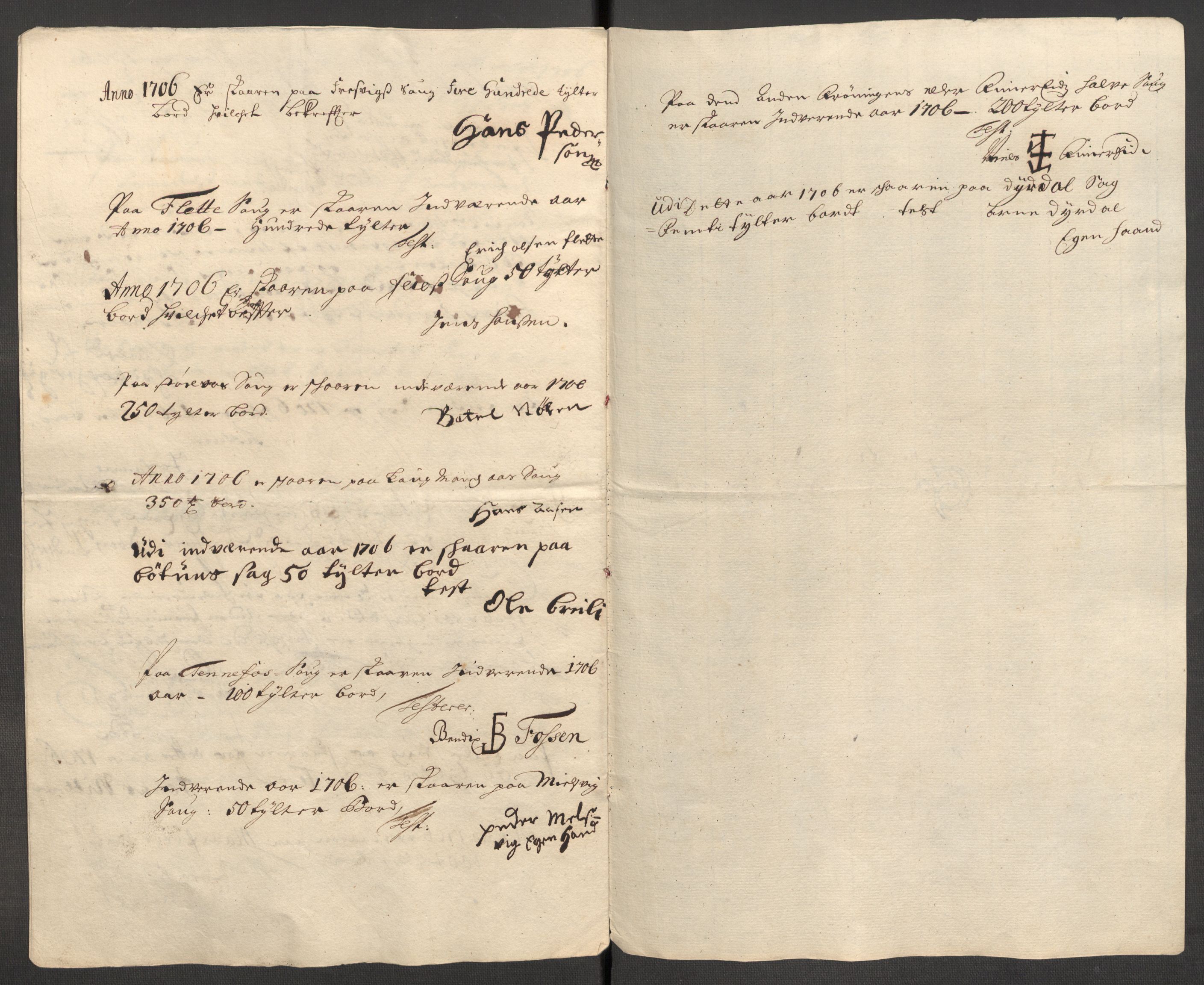 Rentekammeret inntil 1814, Reviderte regnskaper, Fogderegnskap, RA/EA-4092/R52/L3314: Fogderegnskap Sogn, 1705-1707, p. 354