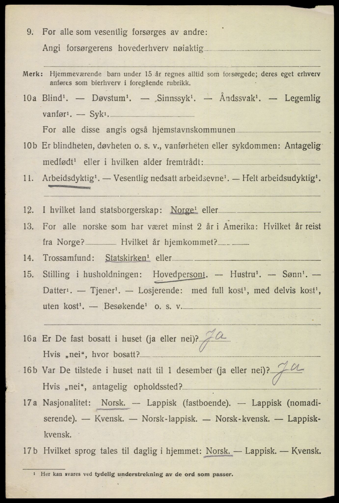 SAT, 1920 census for Hadsel, 1920, p. 21447