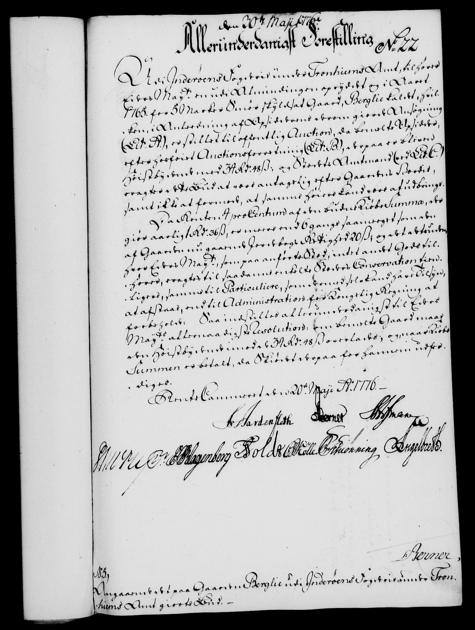 Rentekammeret, Kammerkanselliet, RA/EA-3111/G/Gf/Gfa/L0058: Norsk relasjons- og resolusjonsprotokoll (merket RK 52.58), 1776, p. 104