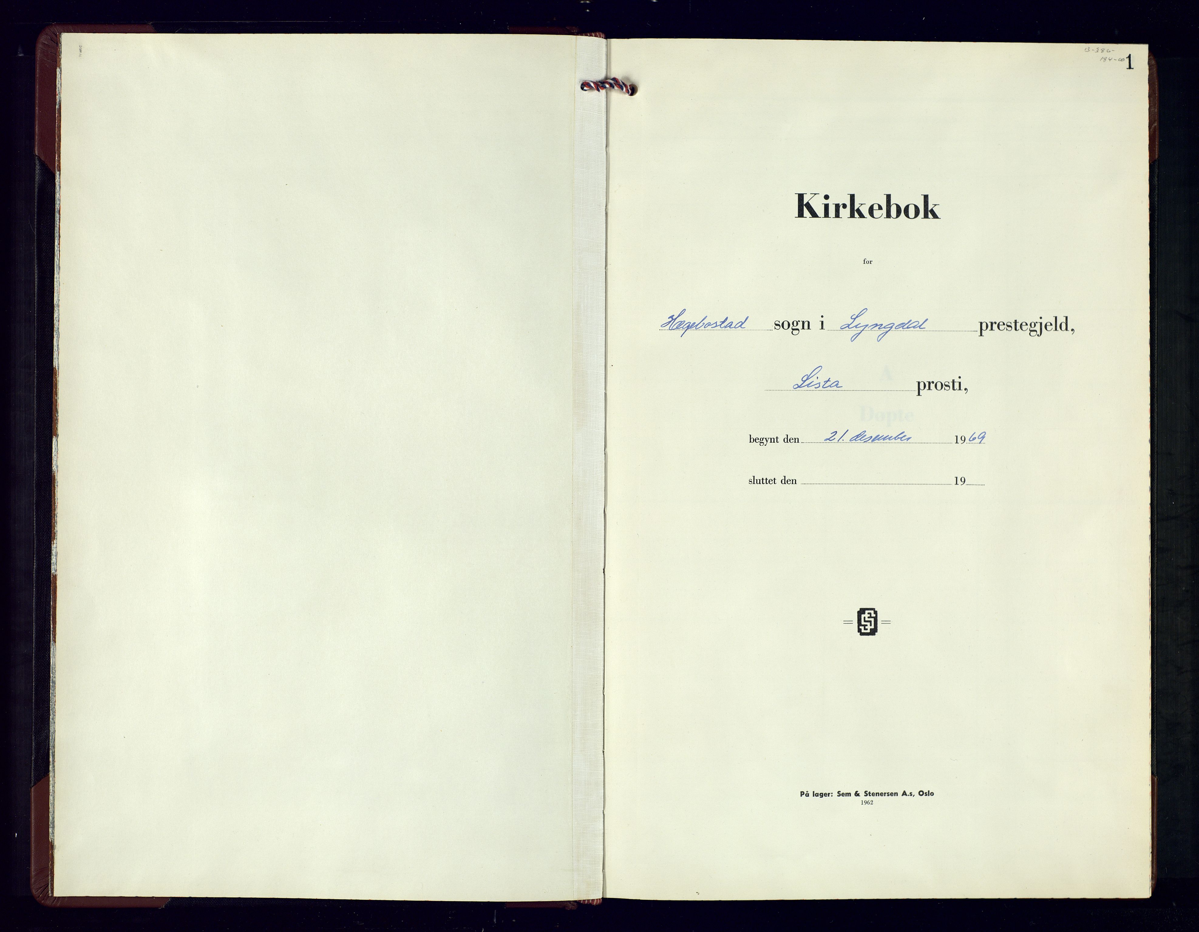 Hægebostad sokneprestkontor, SAK/1111-0024/F/Fb/Fba/L0007: Parish register (copy) no. B-7, 1969-1988, p. 1