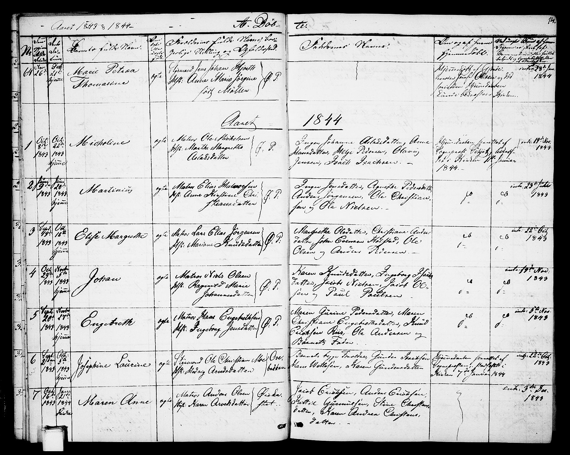 Porsgrunn kirkebøker , SAKO/A-104/G/Gb/L0003: Parish register (copy) no. II 3, 1841-1852, p. 14