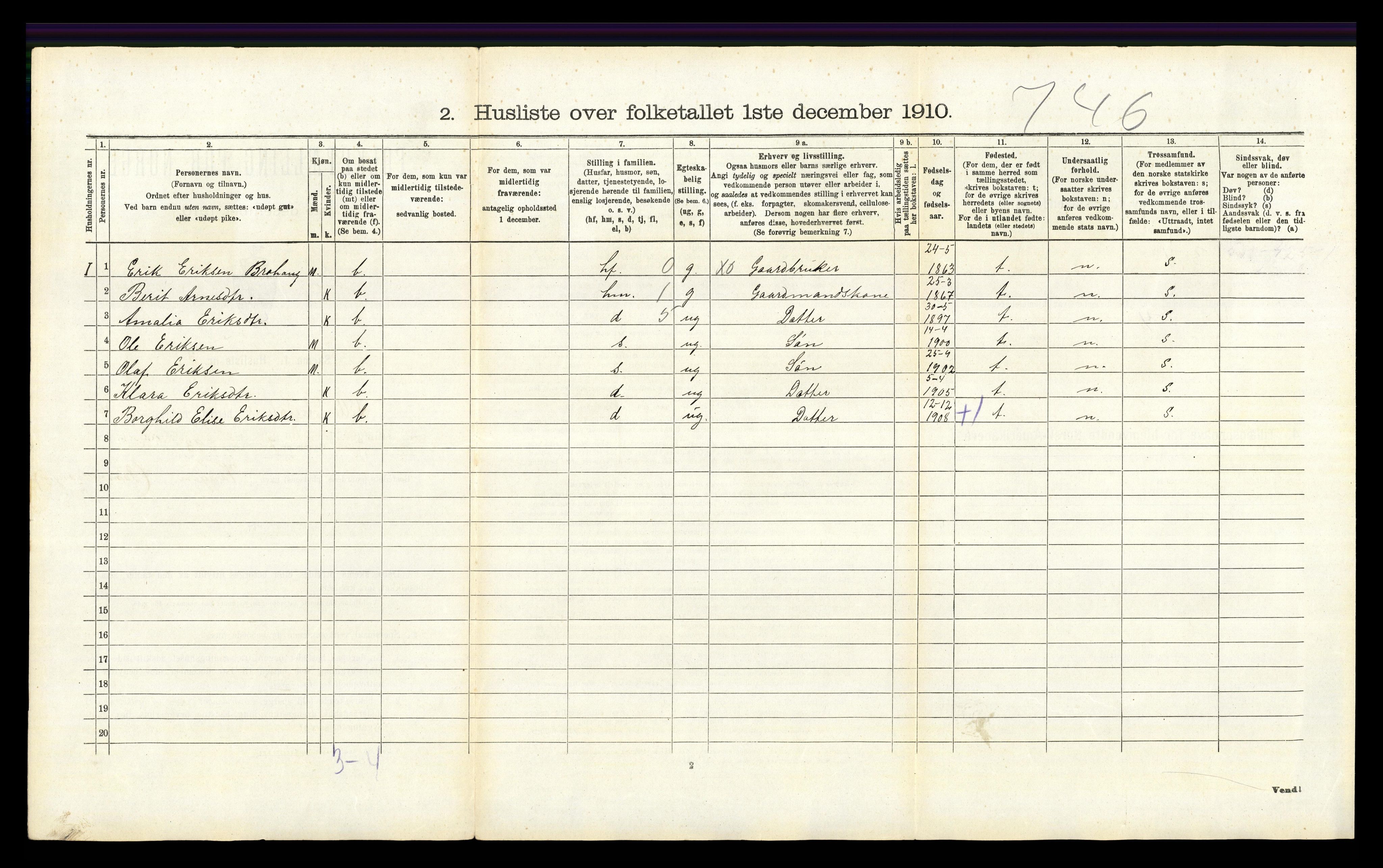 RA, 1910 census for Lille Elvedalen, 1910, p. 784