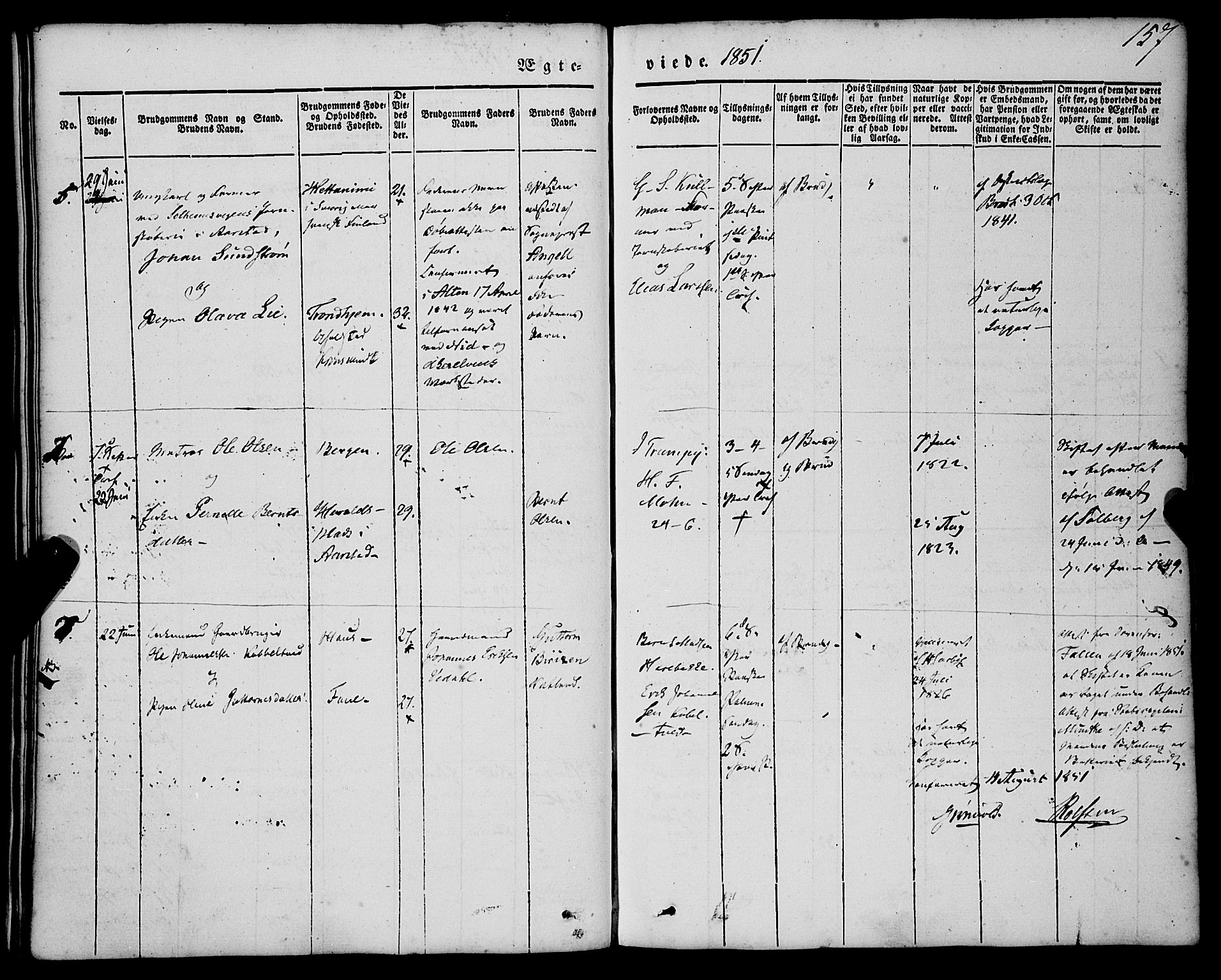 St. Jørgens hospital og Årstad sokneprestembete, AV/SAB-A-99934: Parish register (official) no. A 4, 1844-1863, p. 157