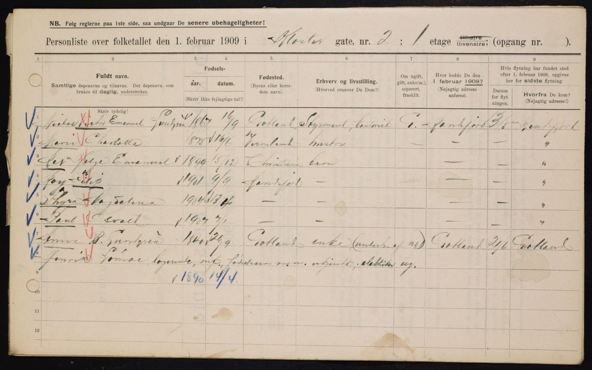 OBA, Municipal Census 1909 for Kristiania, 1909, p. 47752