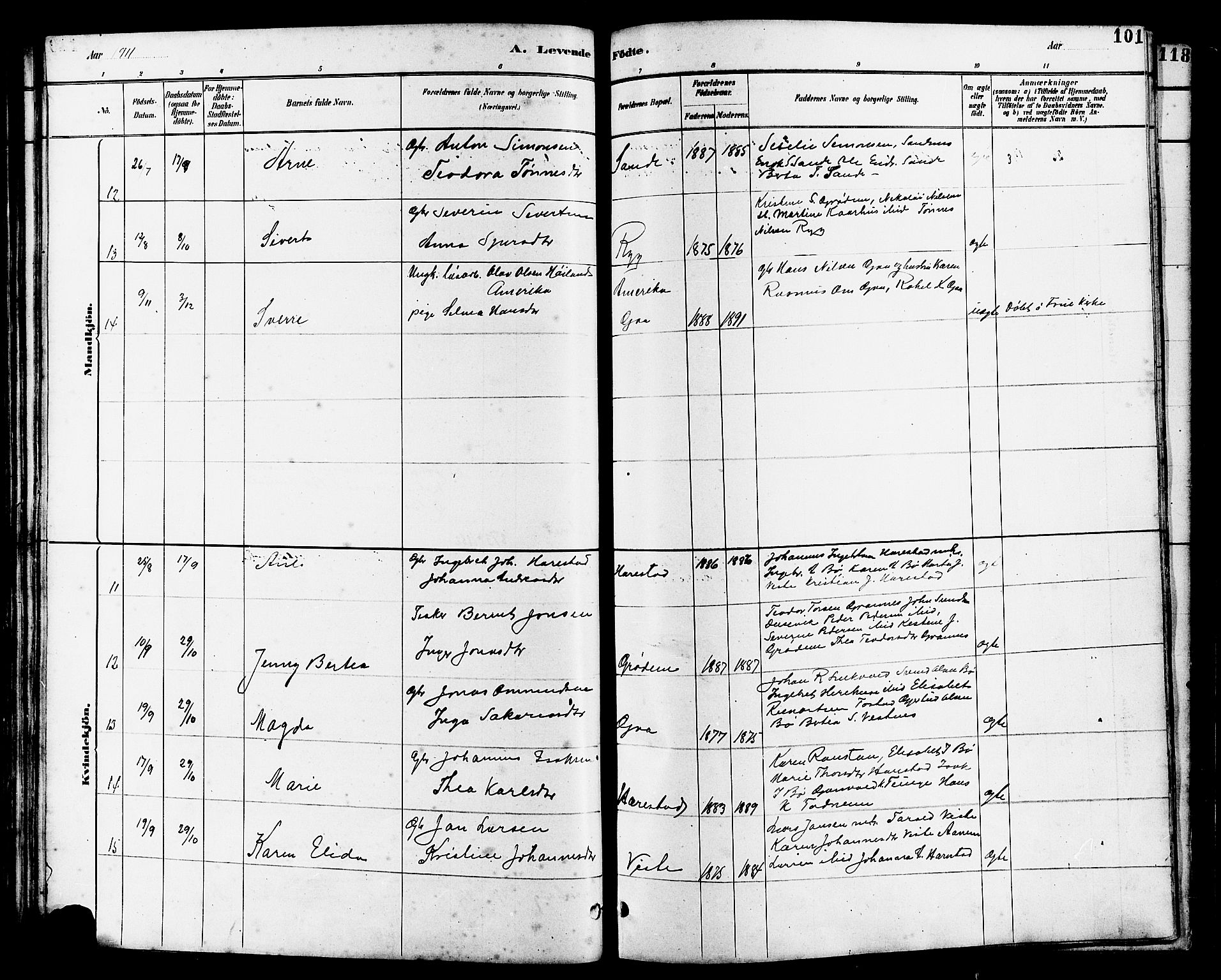 Hetland sokneprestkontor, AV/SAST-A-101826/30/30BB/L0006: Parish register (copy) no. B 6, 1878-1921, p. 101