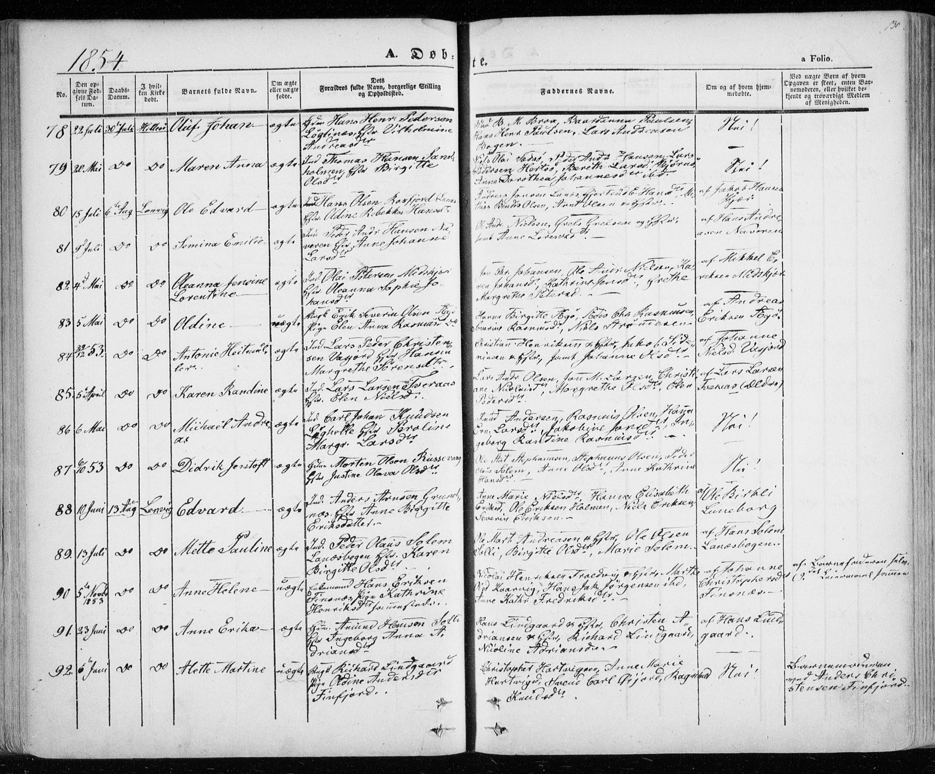 Lenvik sokneprestembete, AV/SATØ-S-1310/H/Ha/Haa/L0006kirke: Parish register (official) no. 6, 1845-1854, p. 130