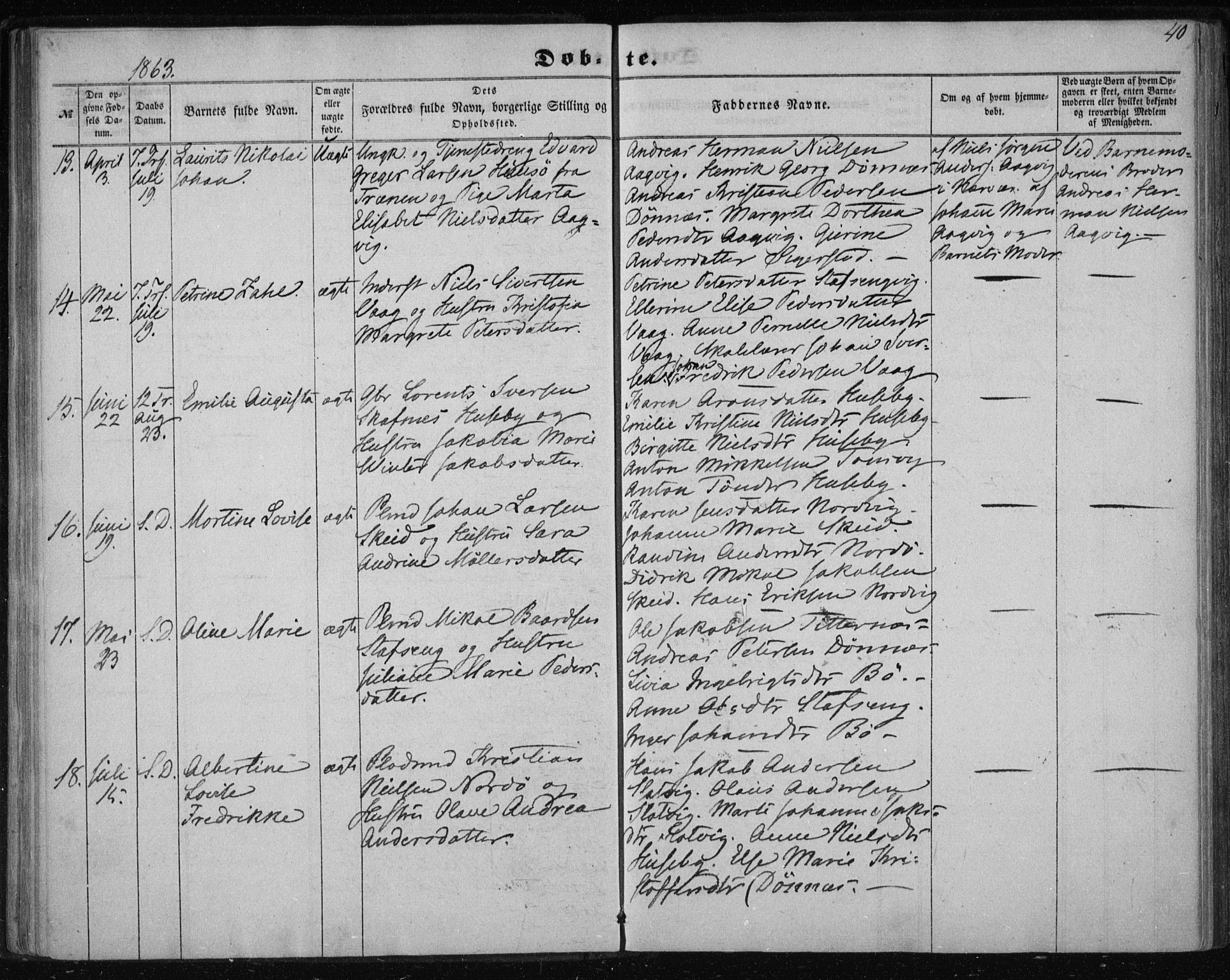 Ministerialprotokoller, klokkerbøker og fødselsregistre - Nordland, AV/SAT-A-1459/835/L0523: Parish register (official) no. 835A01, 1855-1865, p. 40