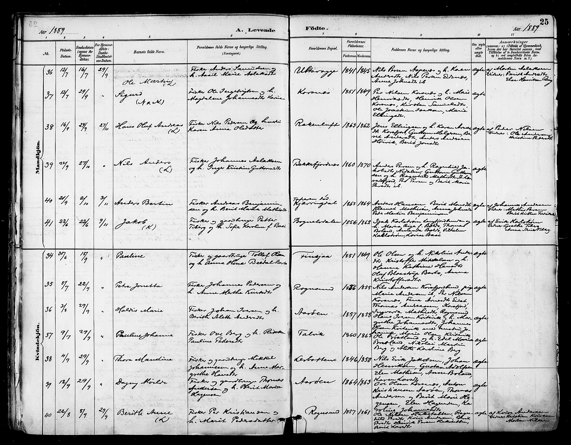 Talvik sokneprestkontor, AV/SATØ-S-1337/H/Ha/L0013kirke: Parish register (official) no. 13, 1886-1897, p. 25