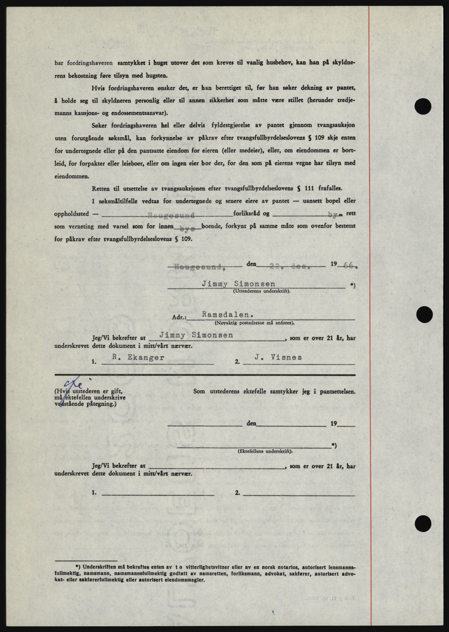 Haugesund tingrett, SAST/A-101415/01/II/IIC/L0056: Mortgage book no. B 56, 1966-1967, Diary no: : 2837/1966