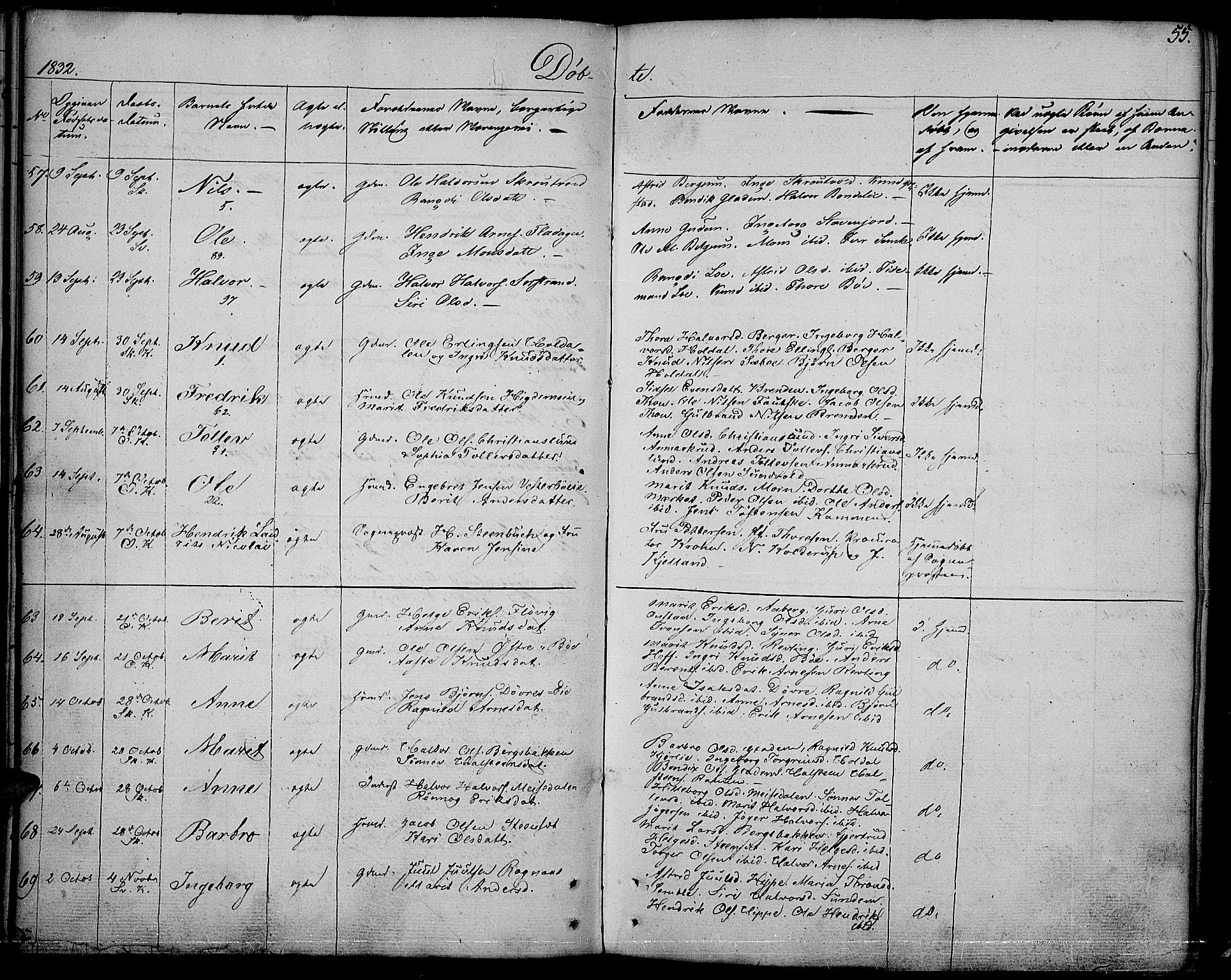 Nord-Aurdal prestekontor, SAH/PREST-132/H/Ha/Haa/L0003: Parish register (official) no. 3, 1828-1841, p. 55
