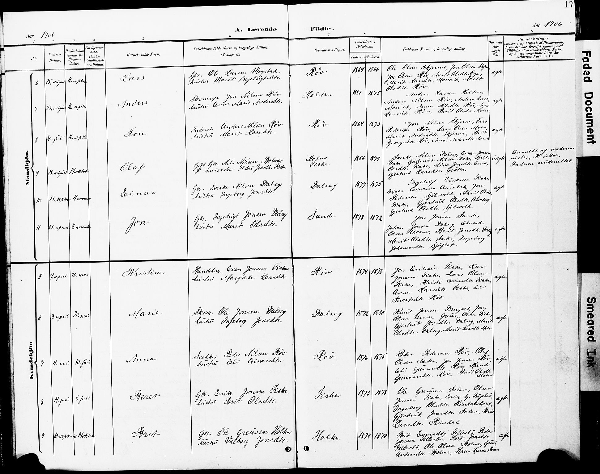 Ministerialprotokoller, klokkerbøker og fødselsregistre - Møre og Romsdal, AV/SAT-A-1454/597/L1065: Parish register (copy) no. 597C02, 1899-1930, p. 17