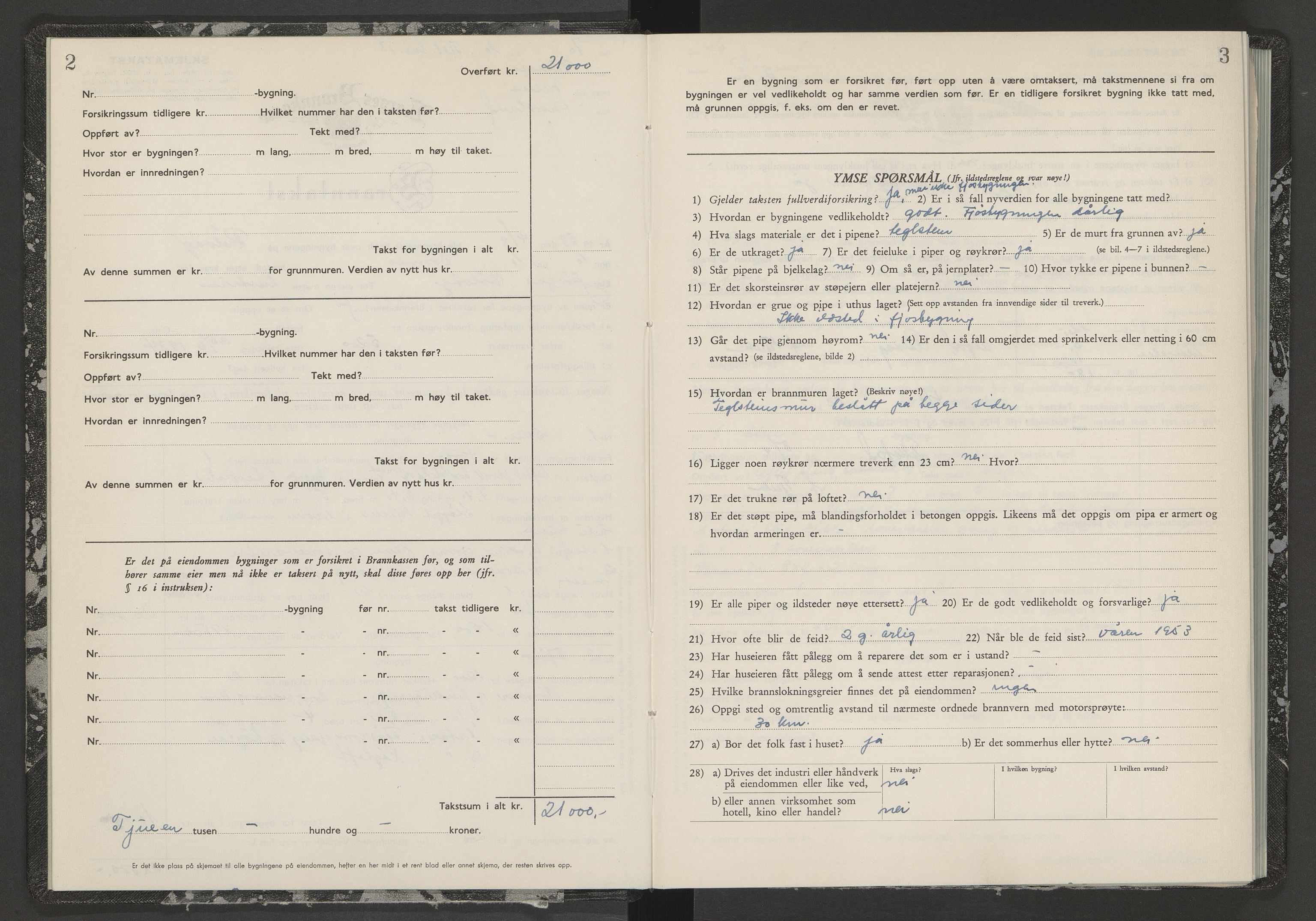 Norges Brannkasse Nesna, AV/SAT-A-5575/Fb/L0012: Branntakstprotokoll, 1953-1955