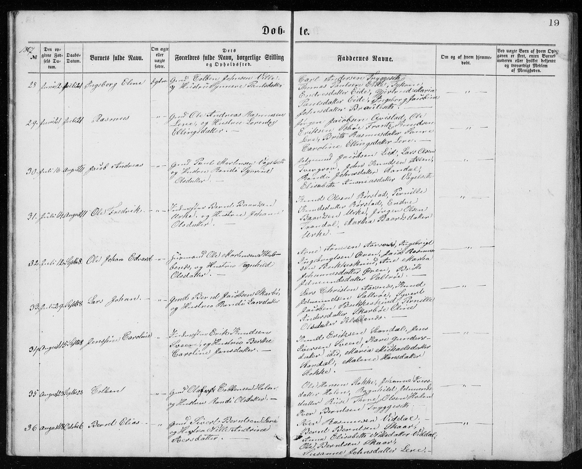 Ministerialprotokoller, klokkerbøker og fødselsregistre - Møre og Romsdal, AV/SAT-A-1454/515/L0214: Parish register (copy) no. 515C01, 1865-1883, p. 19