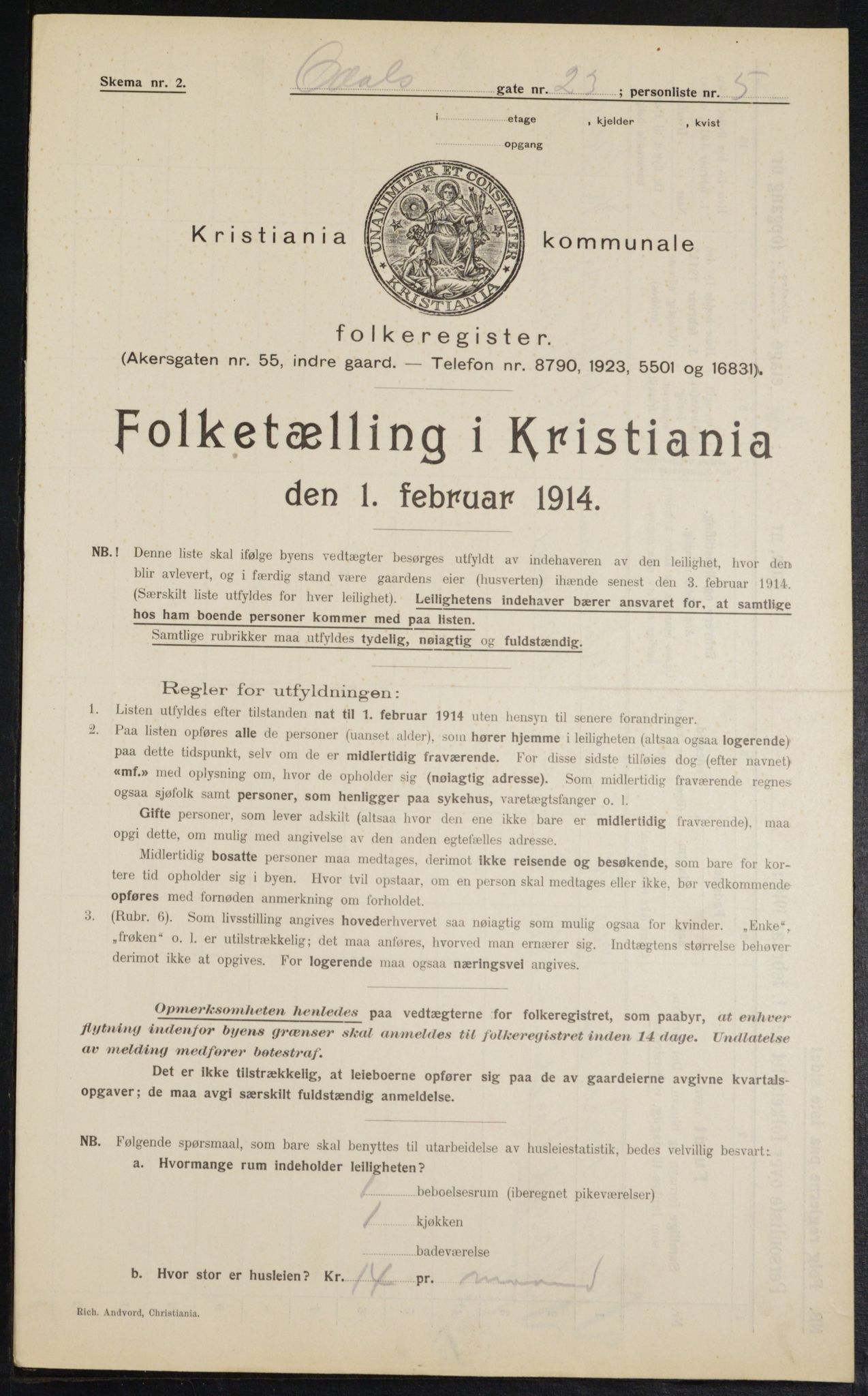 OBA, Municipal Census 1914 for Kristiania, 1914, p. 74467