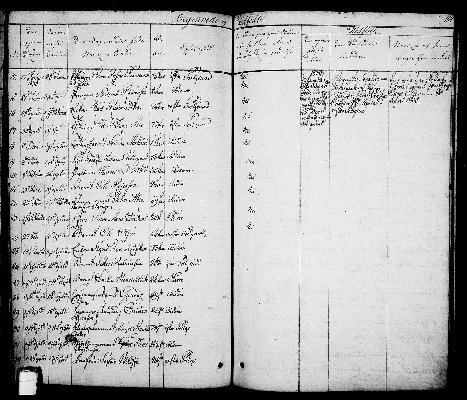 Porsgrunn kirkebøker , SAKO/A-104/F/Fa/L0005: Parish register (official) no. 5, 1828-1840, p. 164