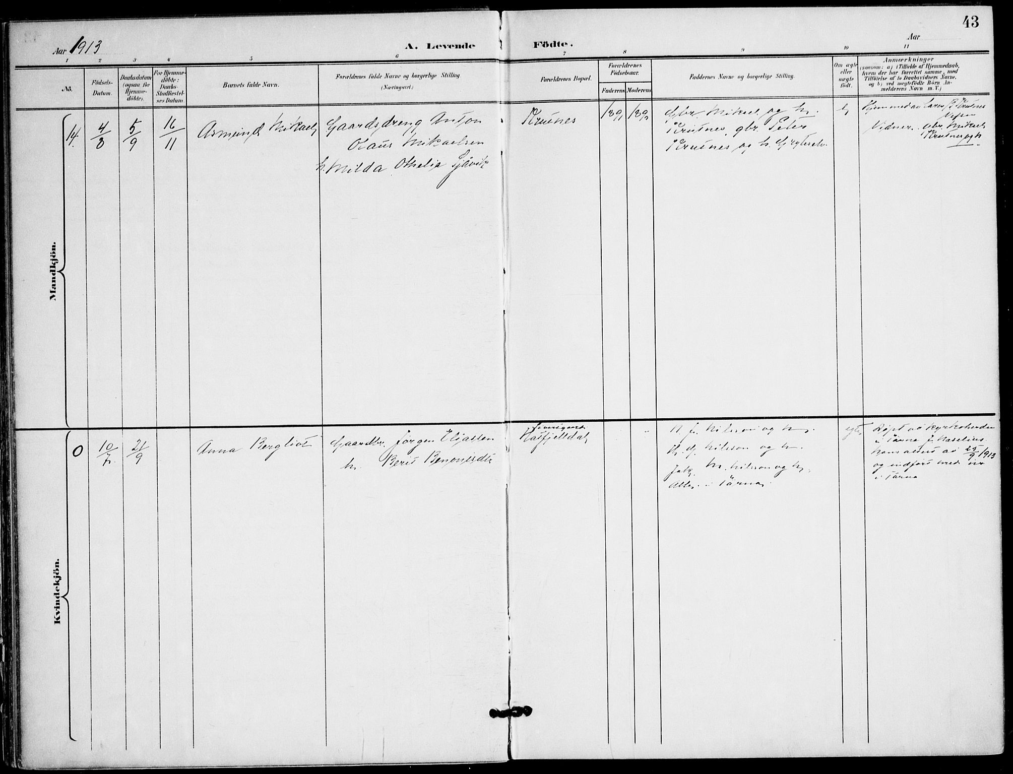 Ministerialprotokoller, klokkerbøker og fødselsregistre - Nordland, AV/SAT-A-1459/823/L0326: Parish register (official) no. 823A03, 1899-1919, p. 43