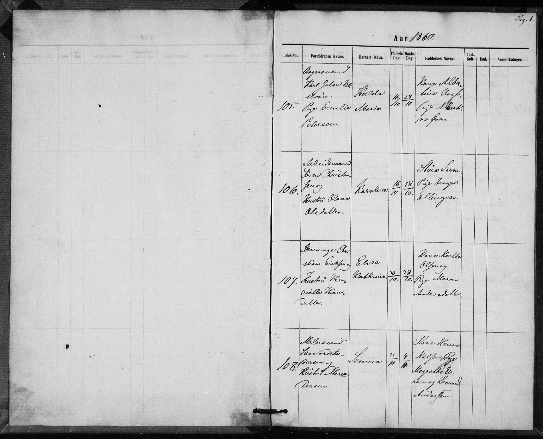 Rikshospitalet prestekontor Kirkebøker, SAO/A-10309b/K/L0002/0002: Baptism register no. 2.2, 1860-1868, p. 0-1