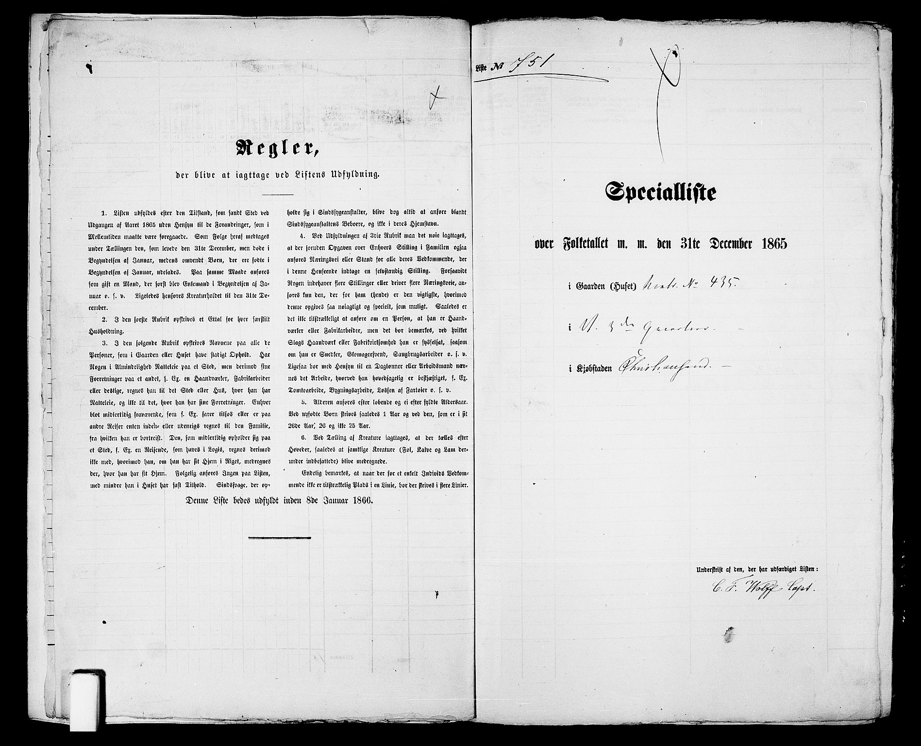 RA, 1865 census for Kristiansand, 1865, p. 1541