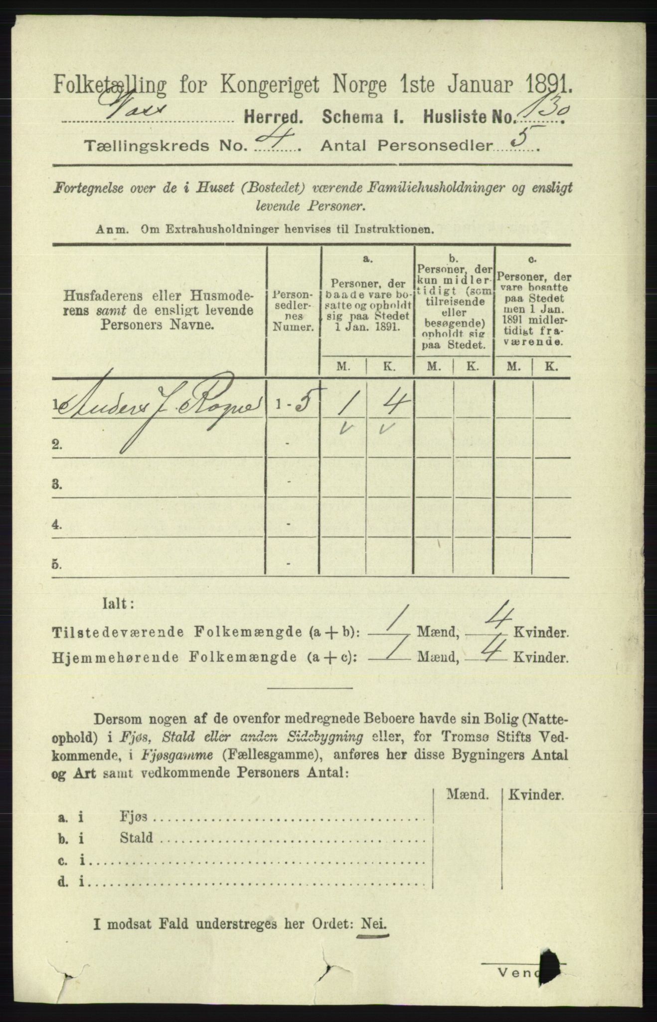 RA, 1891 census for 1235 Voss, 1891, p. 1563