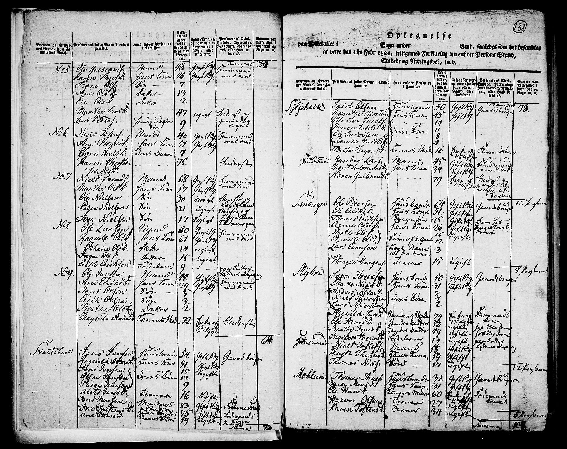 RA, 1801 census for 0411P Nes, 1801, p. 137b-138a