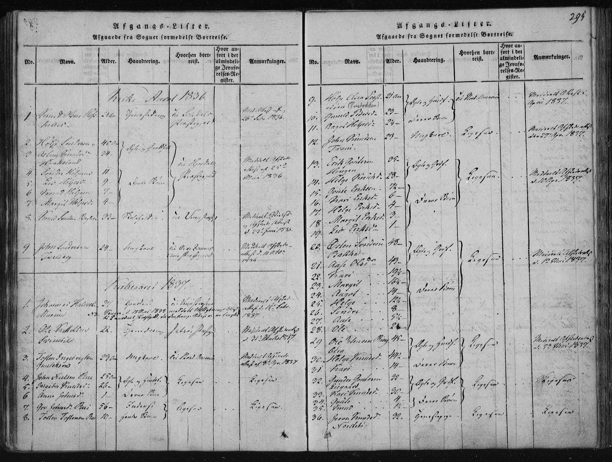 Tinn kirkebøker, SAKO/A-308/F/Fa/L0004: Parish register (official) no. I 4, 1815-1843, p. 294b-295a