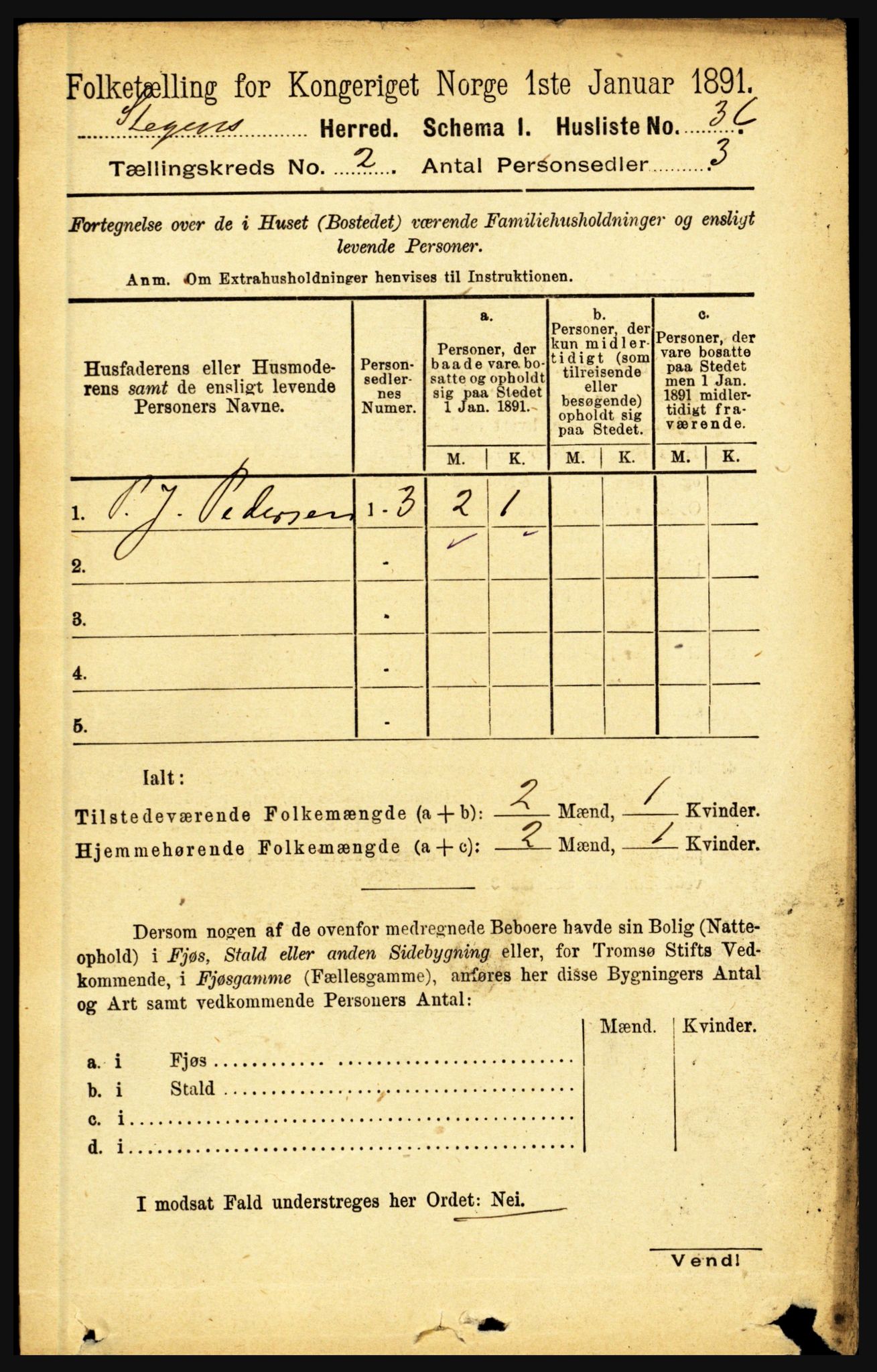 RA, 1891 census for 1848 Steigen, 1891, p. 649