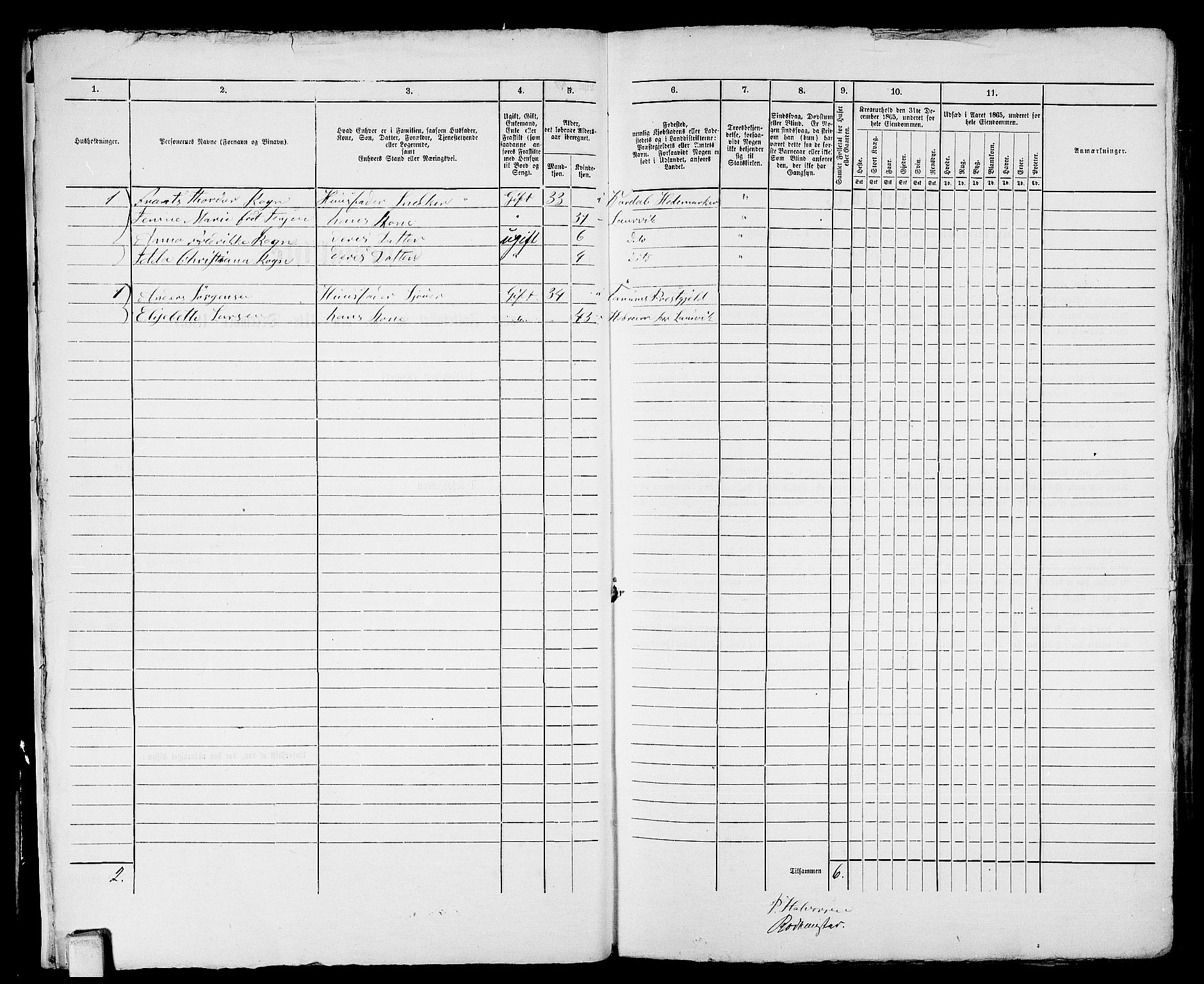 RA, 1865 census for Larvik, 1865, p. 680