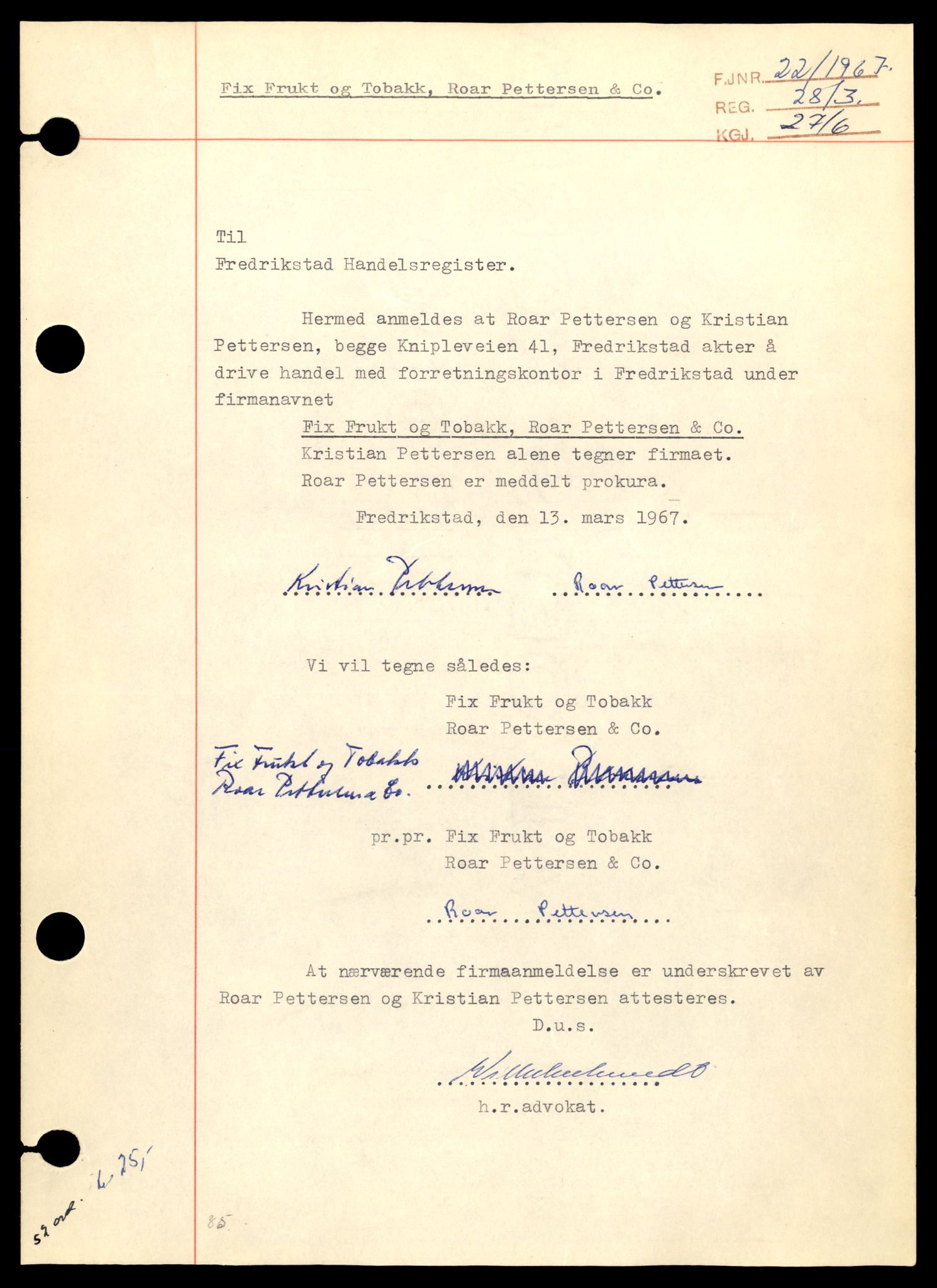 Fredrikstad tingrett, AV/SAT-A-10473/K/Ka/Kab/L0002: Enkeltmannsforetak, F-K, 1944-1990, p. 35