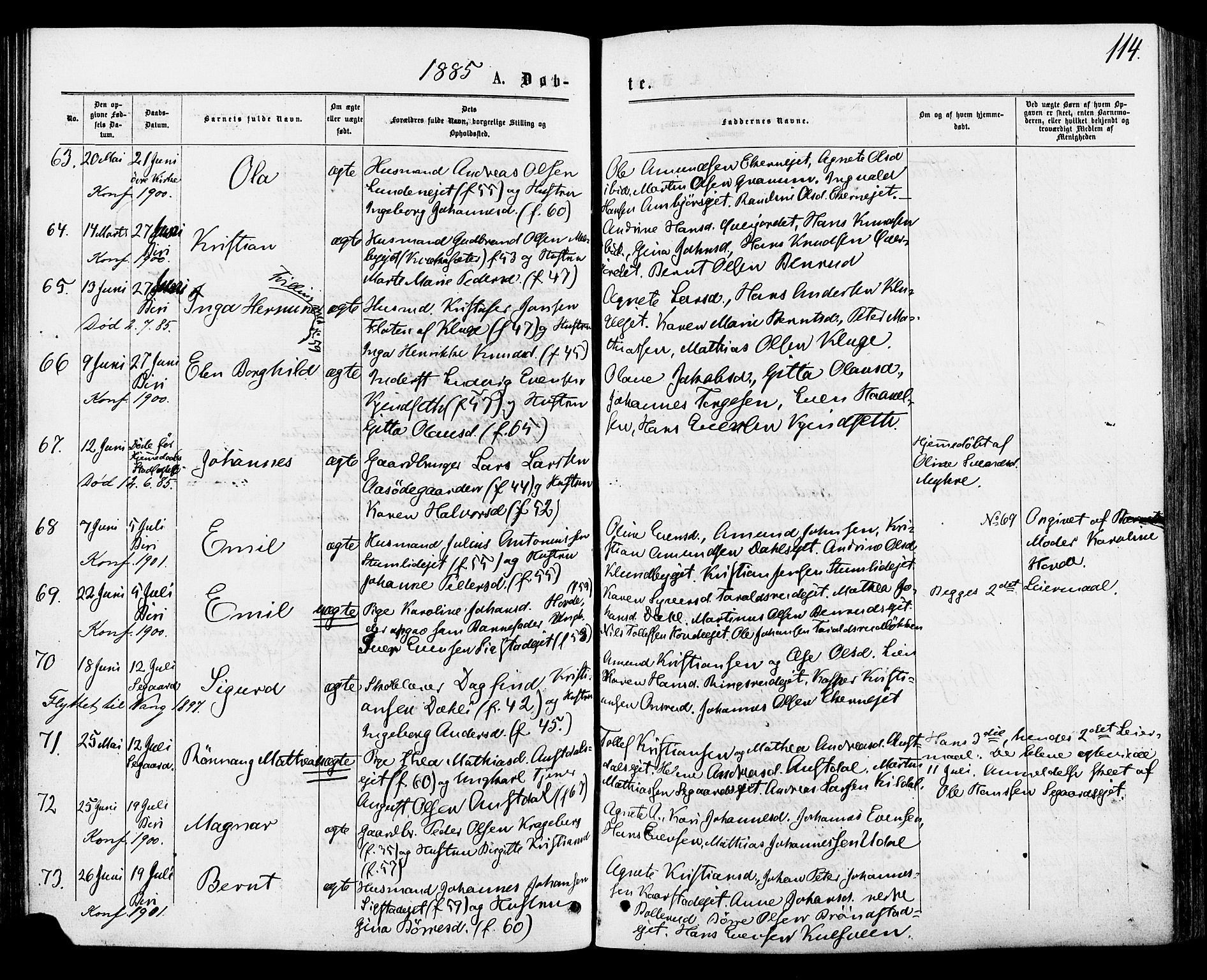 Biri prestekontor, AV/SAH-PREST-096/H/Ha/Haa/L0006: Parish register (official) no. 6, 1877-1886, p. 114