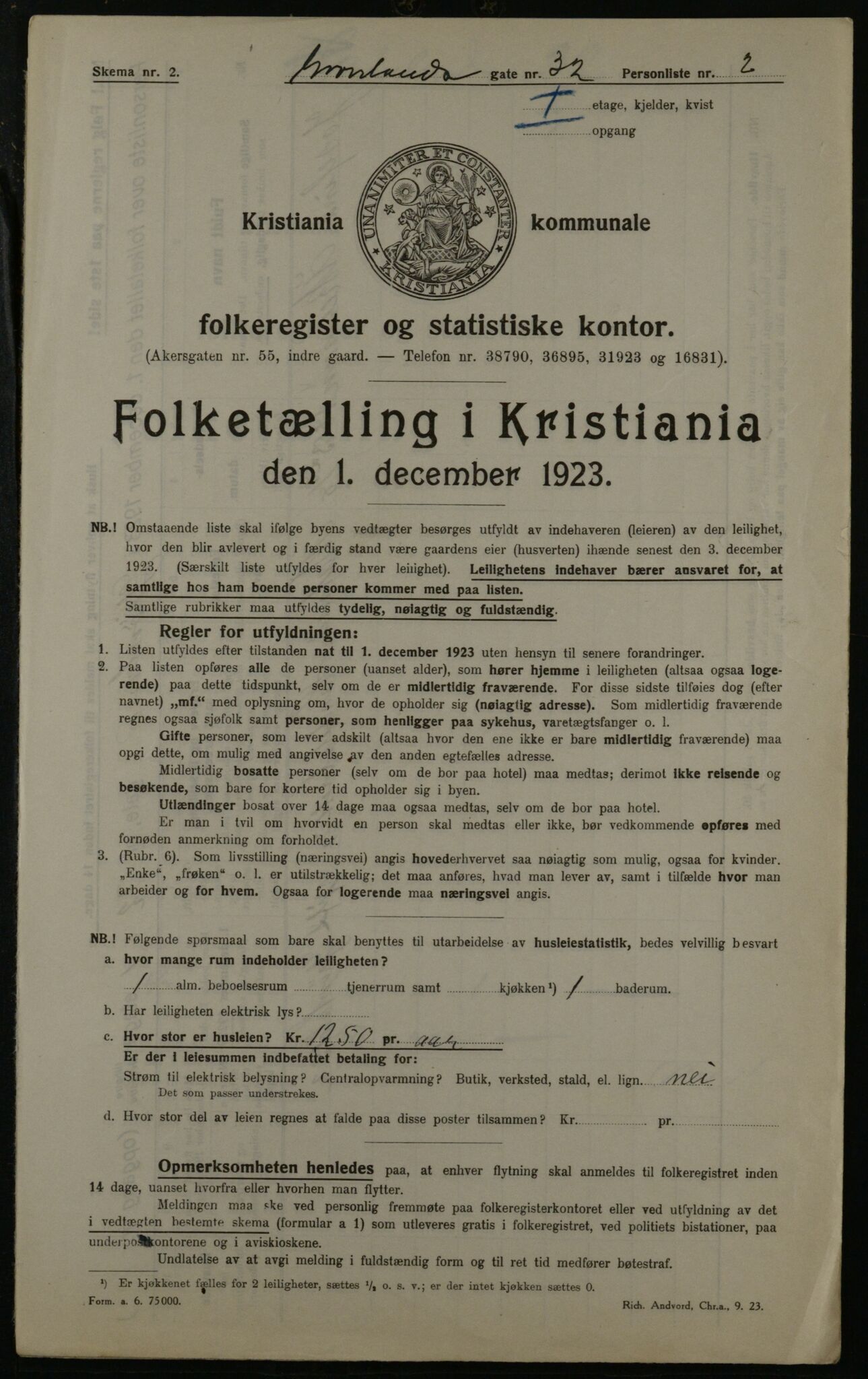 OBA, Municipal Census 1923 for Kristiania, 1923, p. 35352