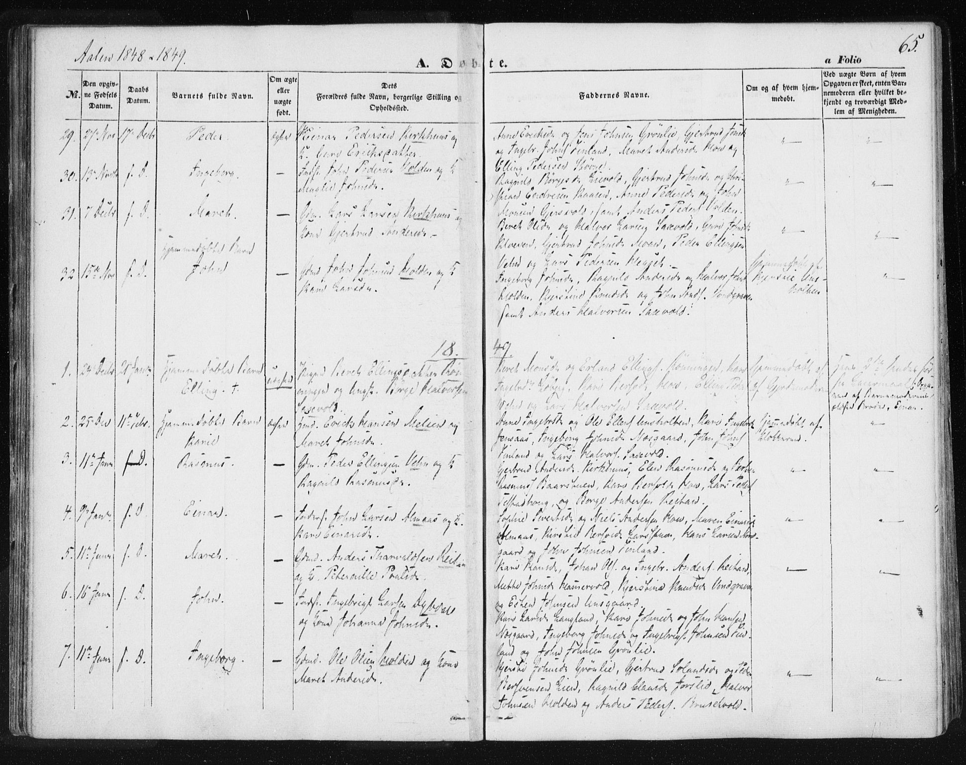 Ministerialprotokoller, klokkerbøker og fødselsregistre - Sør-Trøndelag, SAT/A-1456/685/L0965: Parish register (official) no. 685A06 /3, 1846-1859, p. 65