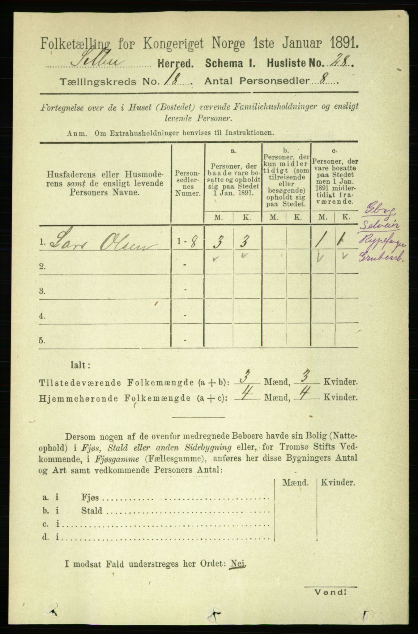 RA, 1891 census for 1664 Selbu, 1891, p. 6461