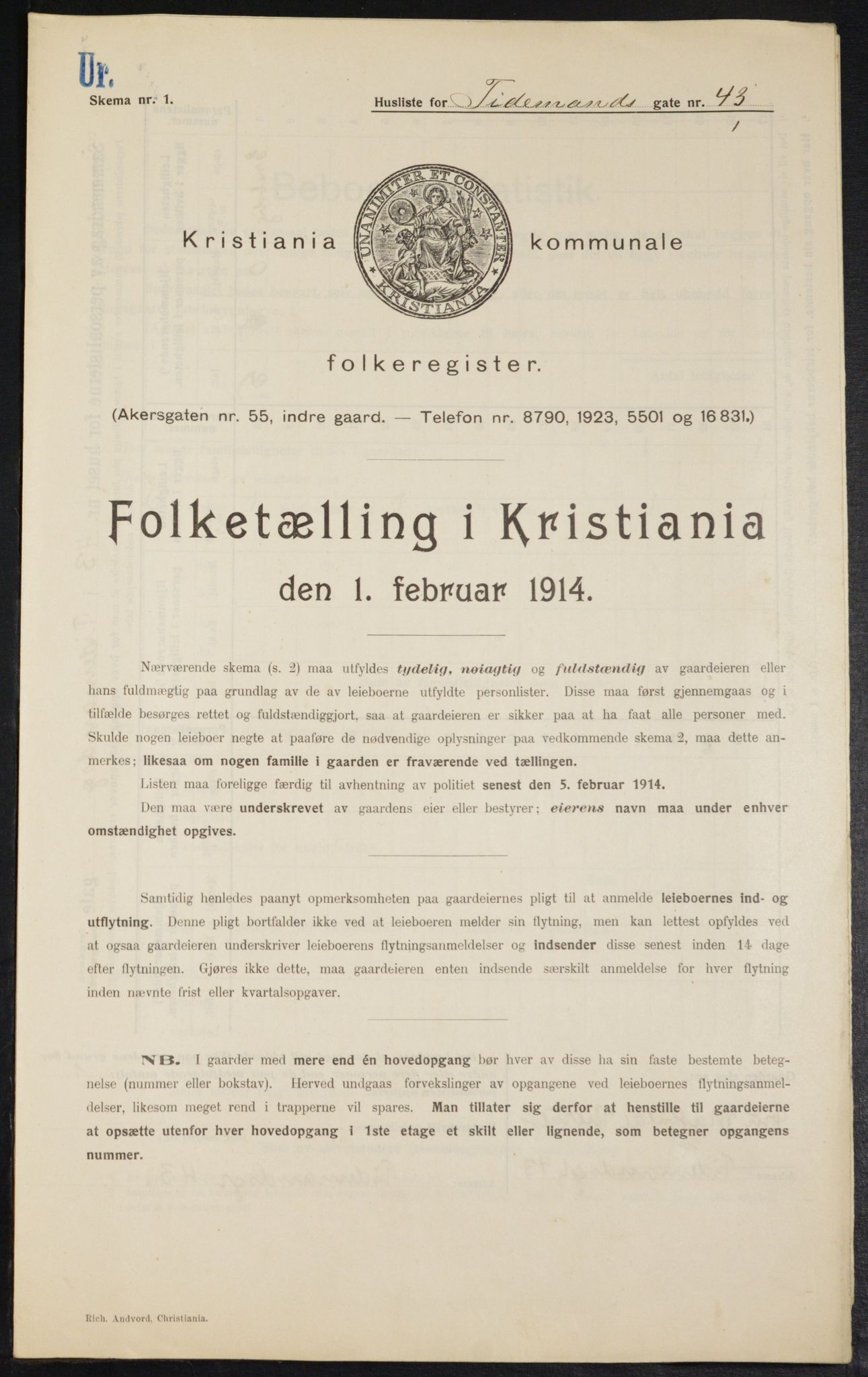 OBA, Municipal Census 1914 for Kristiania, 1914, p. 112376