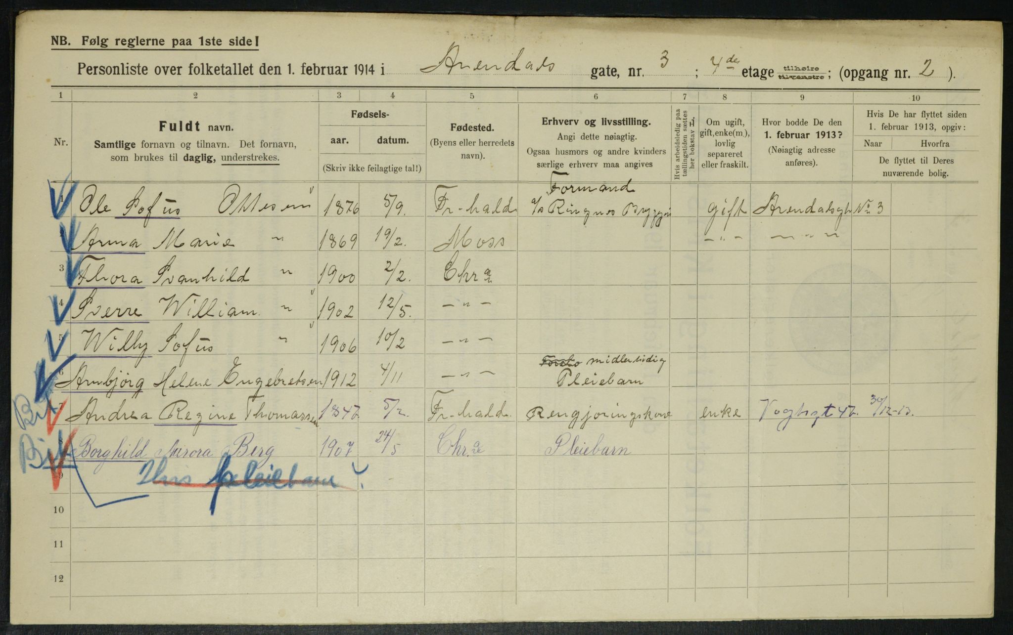 OBA, Municipal Census 1914 for Kristiania, 1914, p. 2070