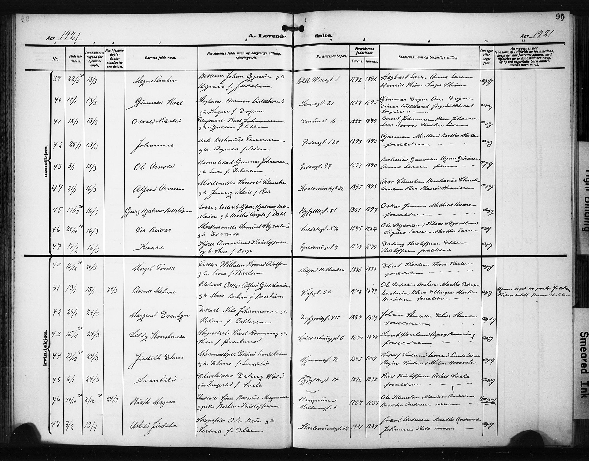 St. Johannes sokneprestkontor, AV/SAST-A-101814/001/30/30BB/L0008: Parish register (copy) no. B 8, 1918-1929, p. 95