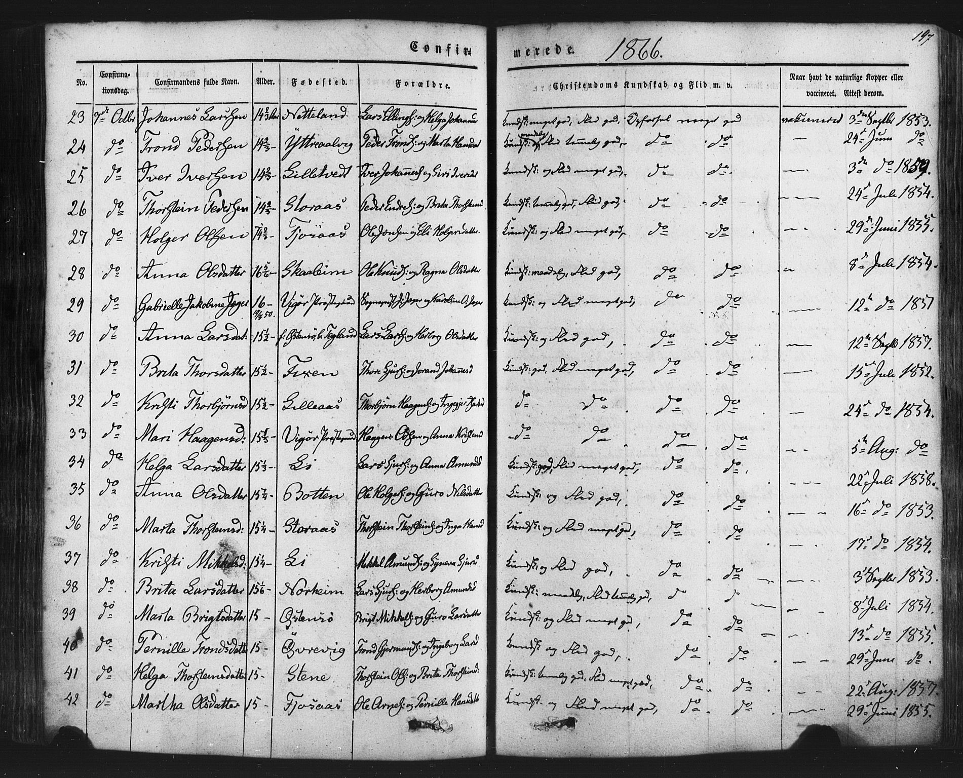 Kvam sokneprestembete, AV/SAB-A-76201/H/Haa: Parish register (official) no. A 9, 1864-1879, p. 197