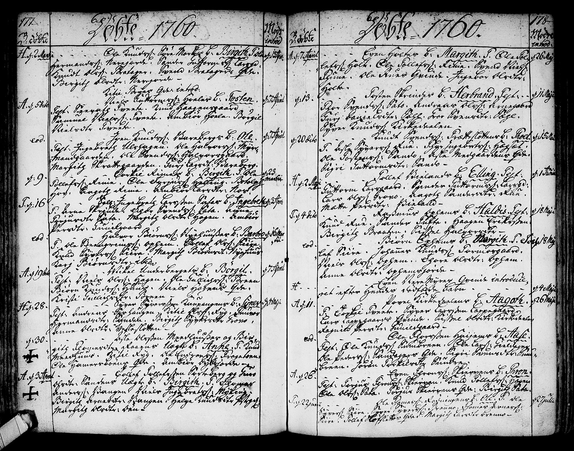 Ål kirkebøker, AV/SAKO-A-249/F/Fa/L0001: Parish register (official) no. I 1, 1744-1769, p. 177-178