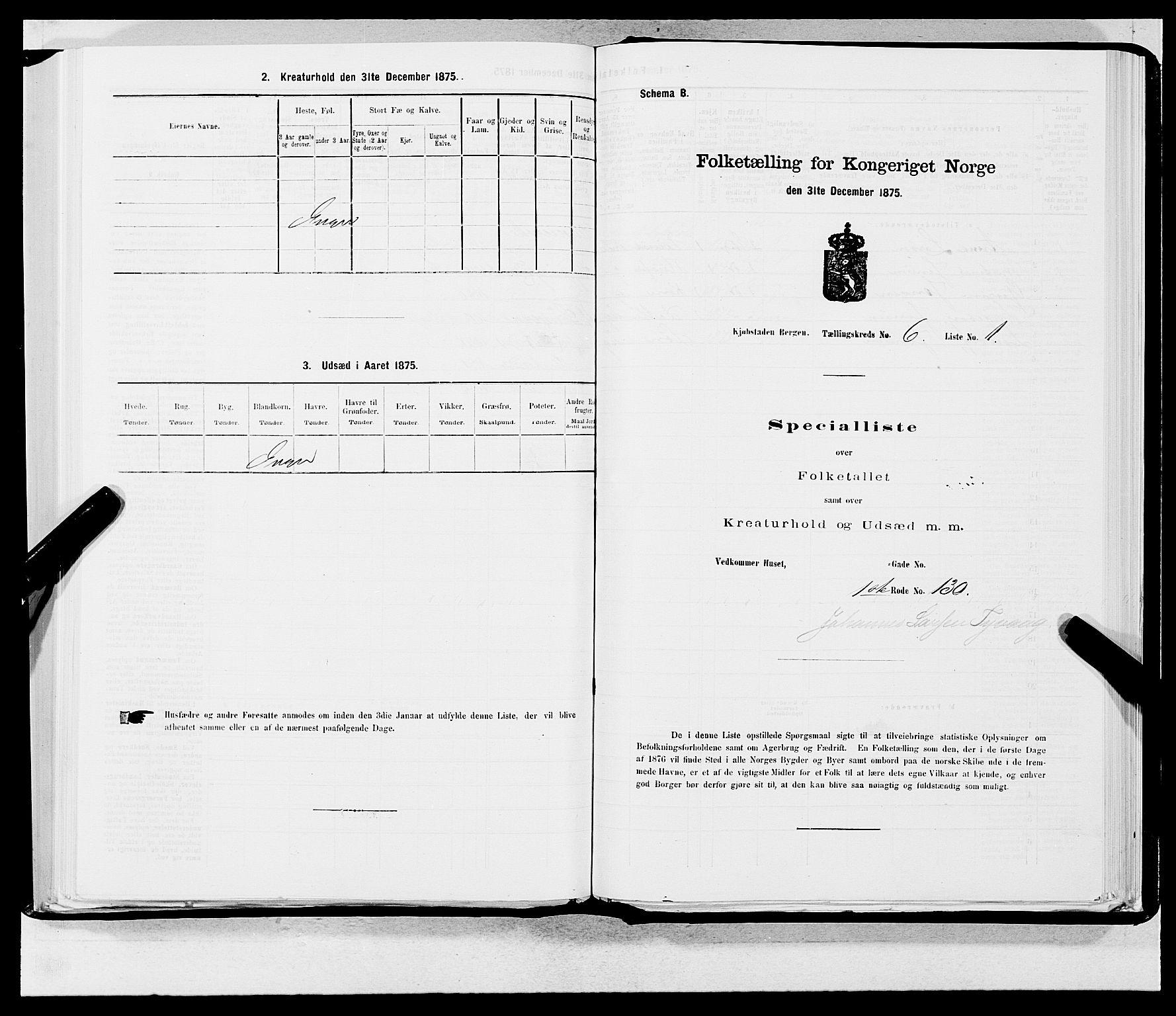 SAB, 1875 census for 1301 Bergen, 1875, p. 261