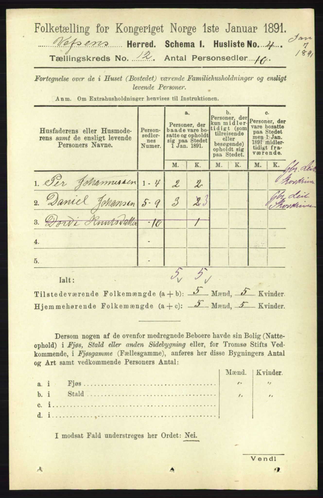 RA, 1891 census for 1824 Vefsn, 1891, p. 6059