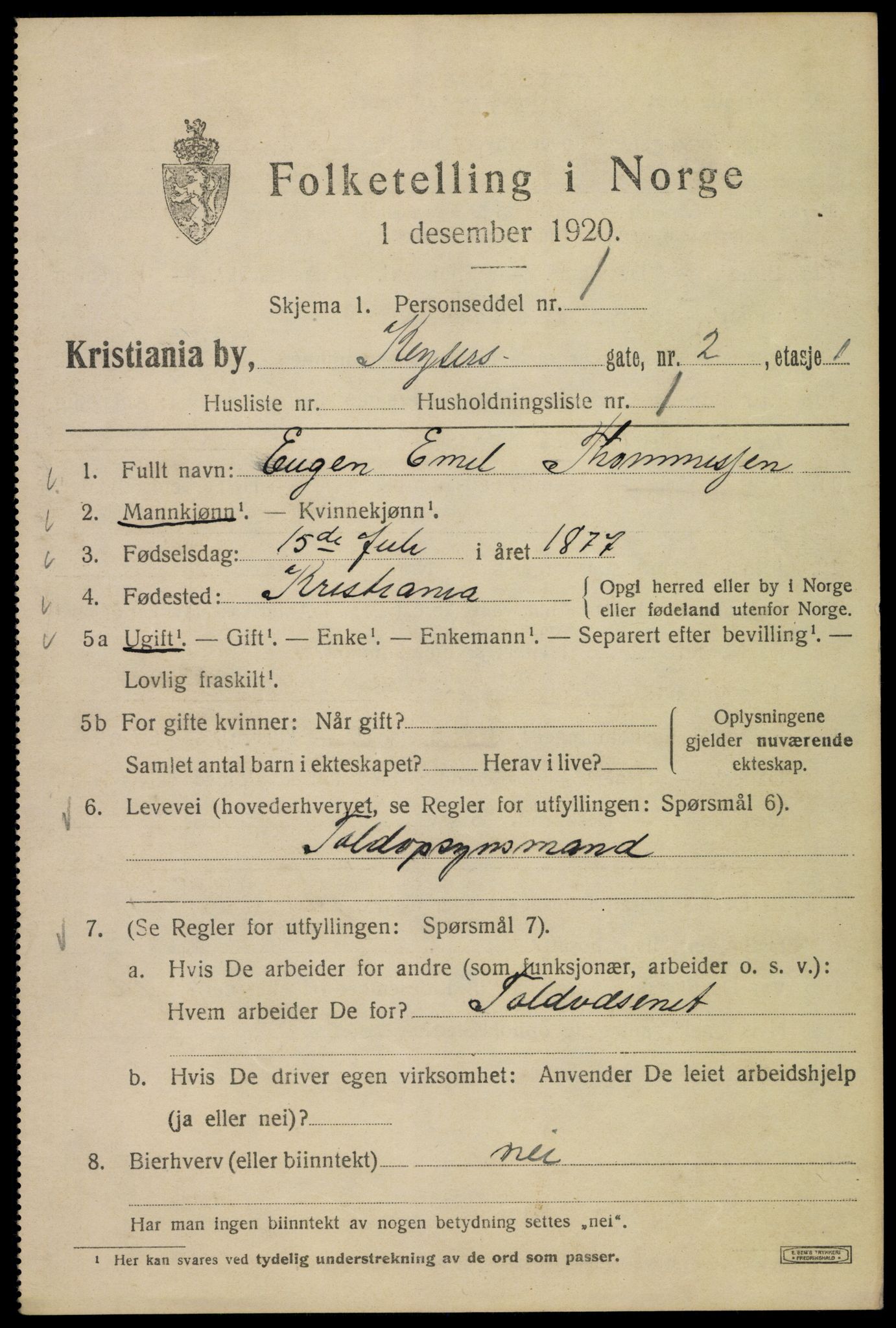 SAO, 1920 census for Kristiania, 1920, p. 331521